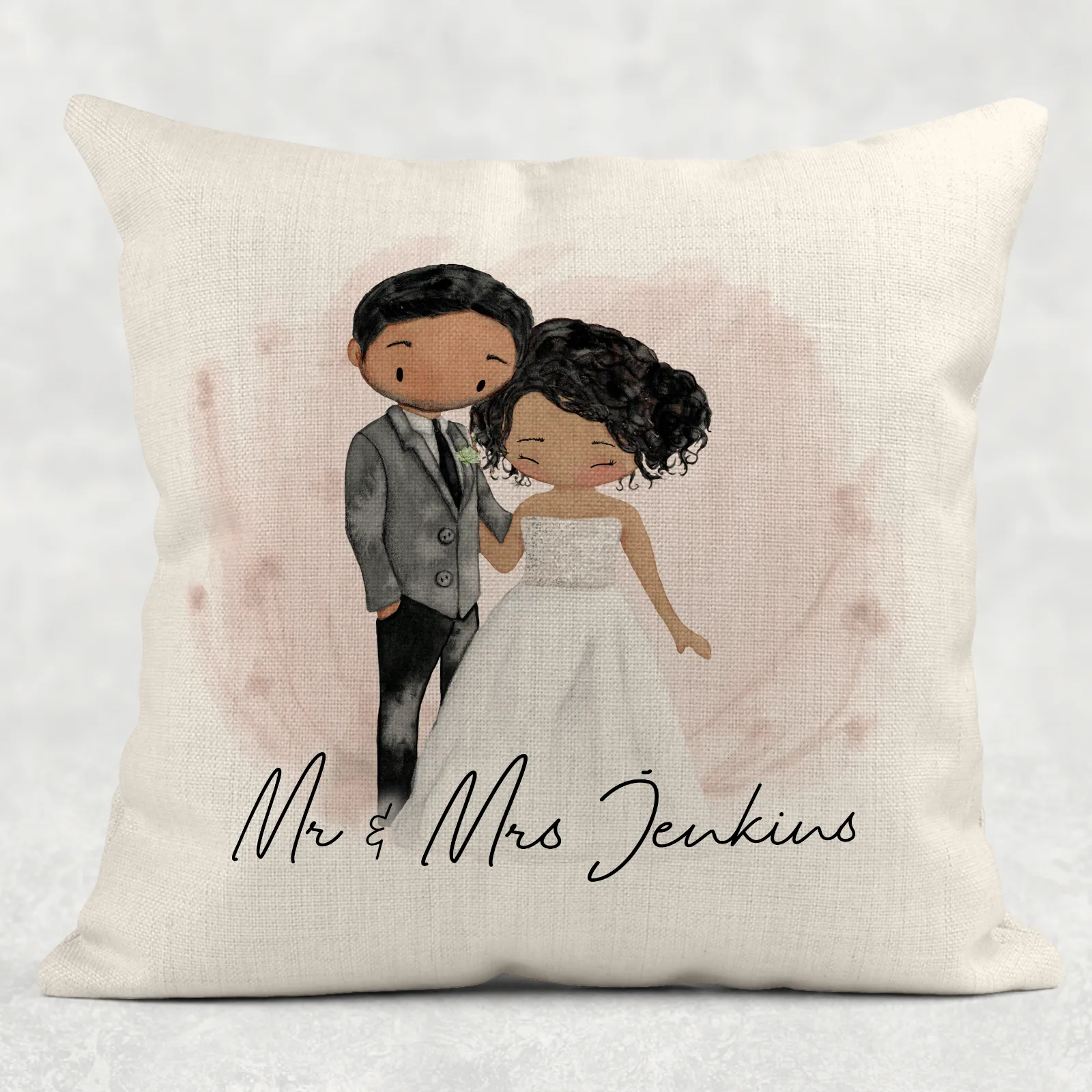 Mr & Mrs Couple Wedding Linen/Canvas Cushion