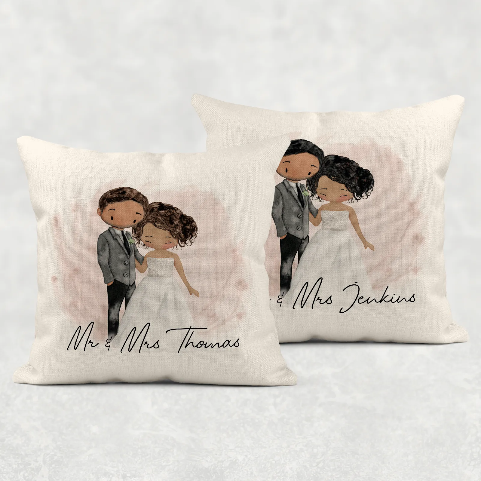 Mr & Mrs Couple Wedding Linen/Canvas Cushion