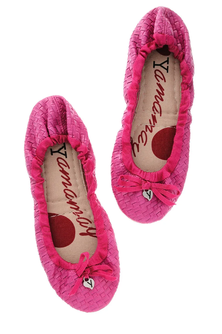 NEELA Fuchsia Woven Ballerinas