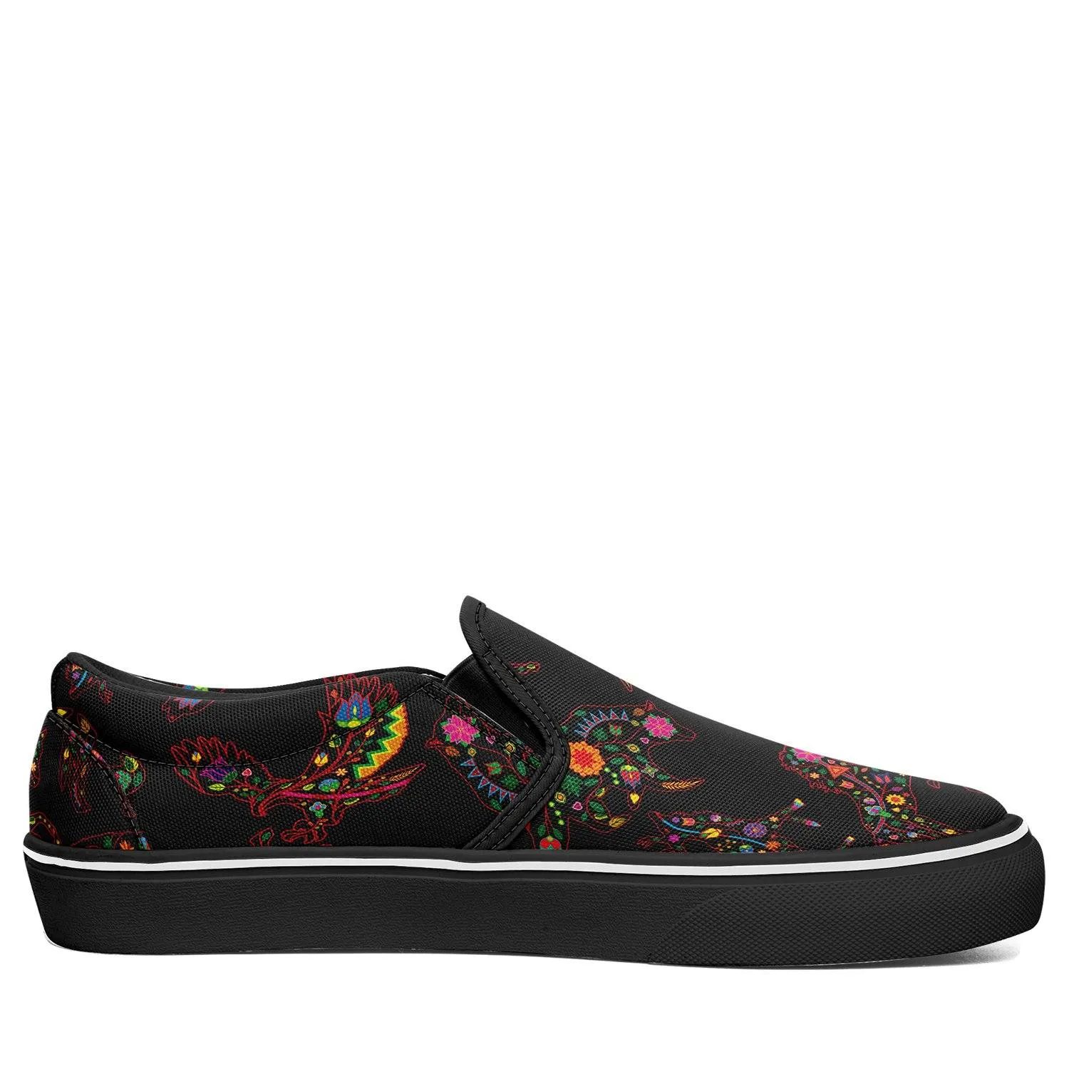 Neon Floral Animals Otoyimm Kid's Canvas Slip On Shoes