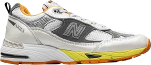 New Balance Aries x Wmns 991 Made in England 'Orange Silver' Sneakers, Silver