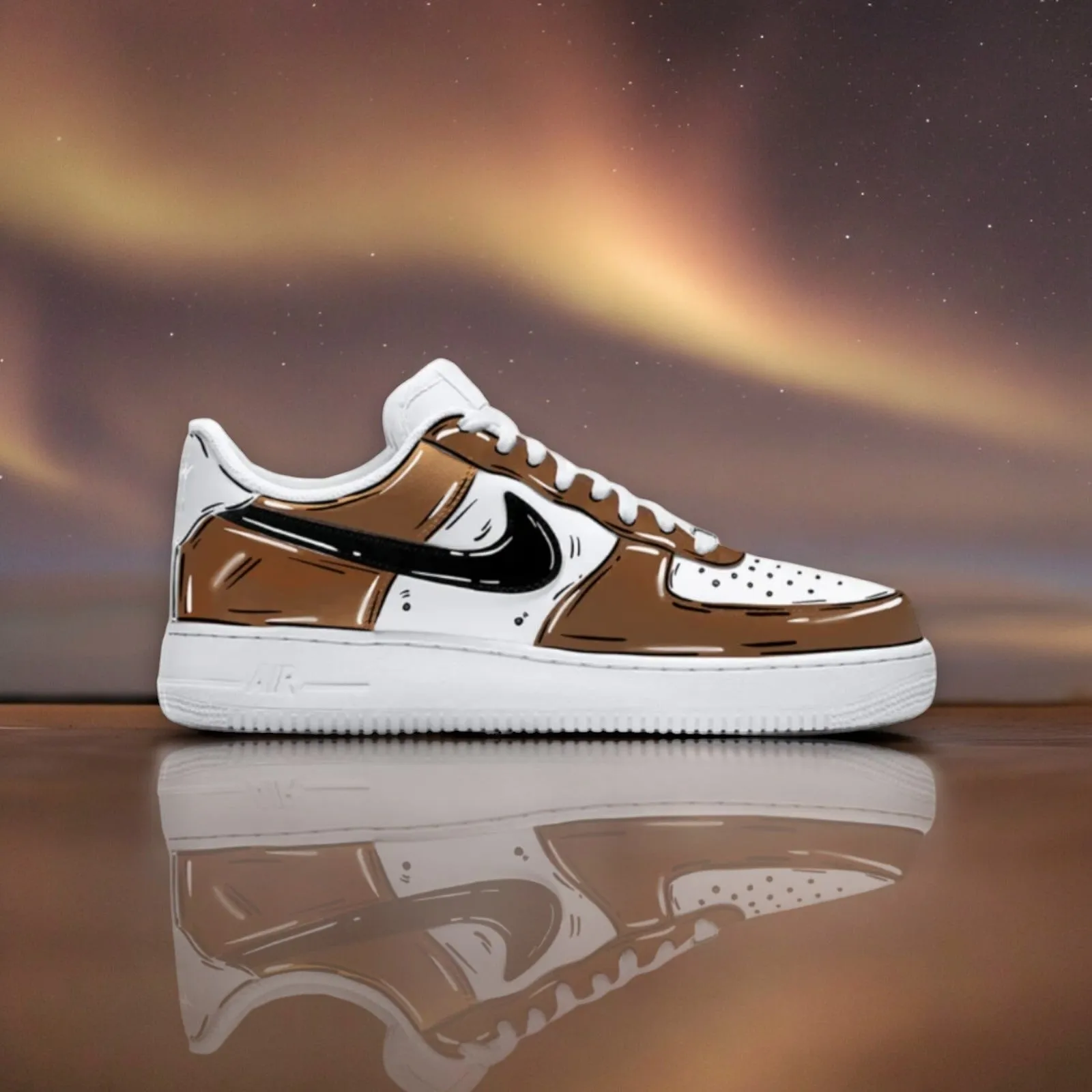 NIKE AIR FORCE 1 CUSTOM CARTOON WHITE BROWN