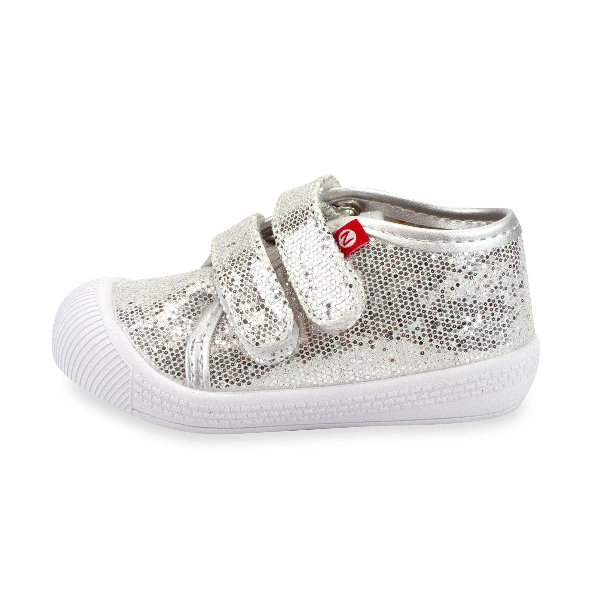 Nina Double V Baby Shoe - Silver Sparkle