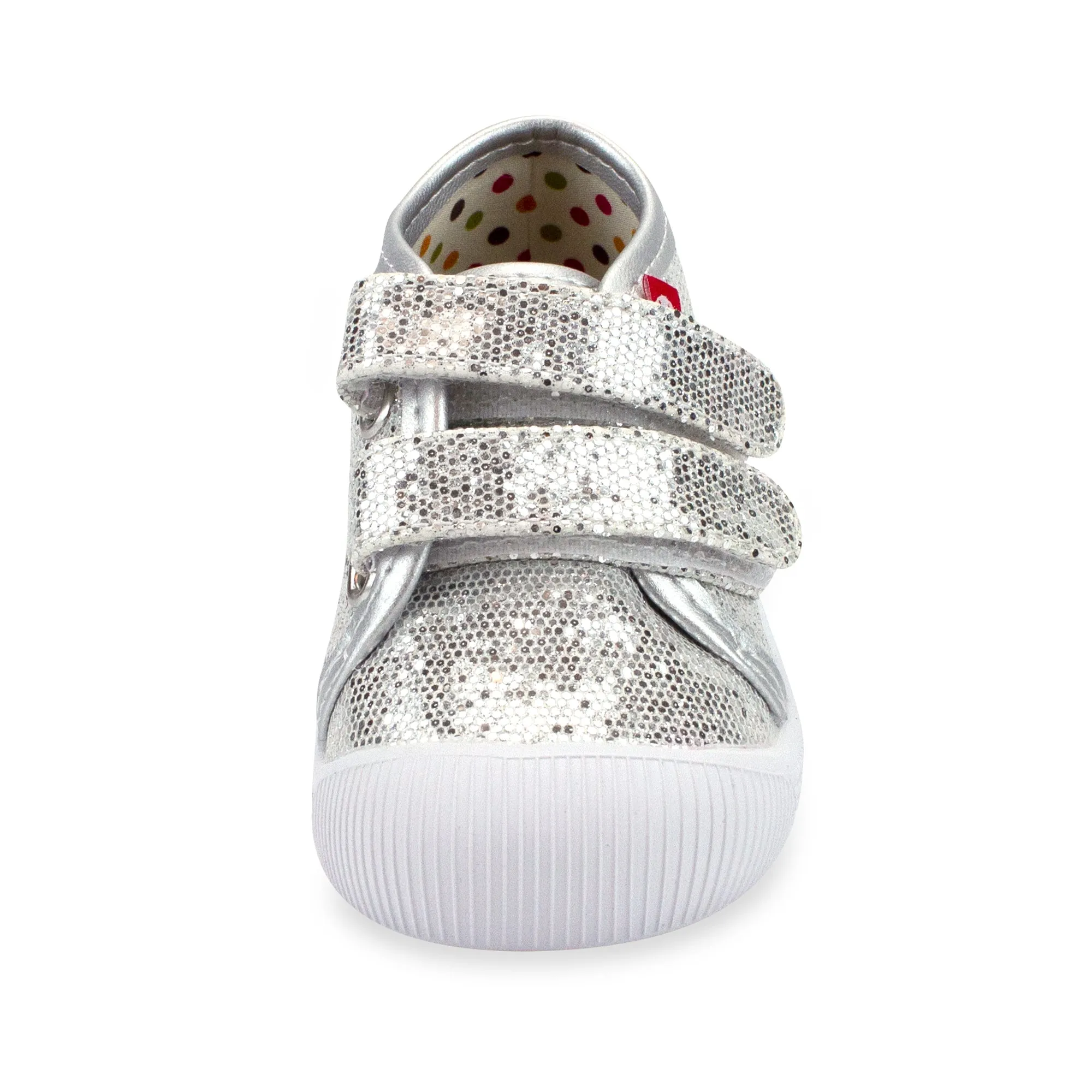 Nina Double V Baby Shoe - Silver Sparkle