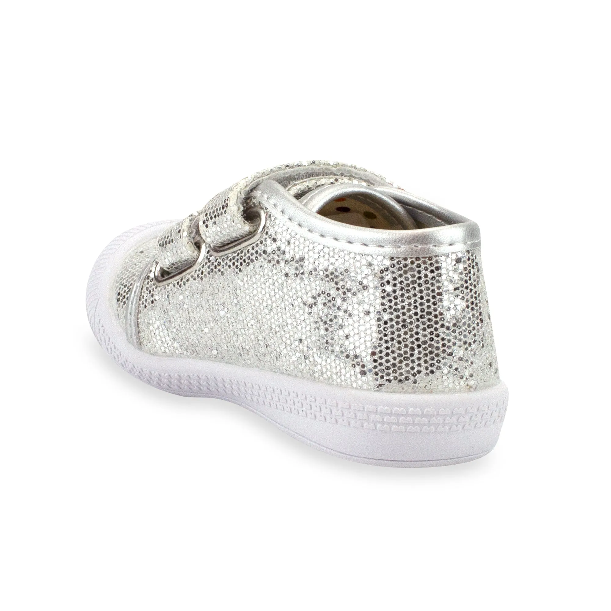 Nina Double V Baby Shoe - Silver Sparkle