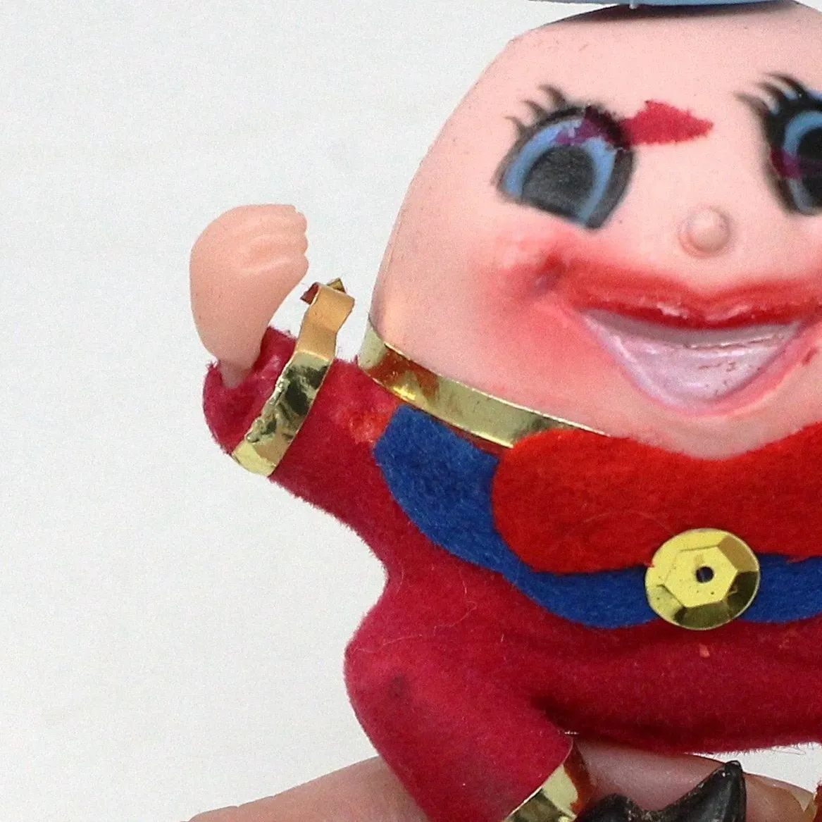 Ornaments, Humpty Dumpty Christmas Ornament, Flocked, Kitsch, Vintage