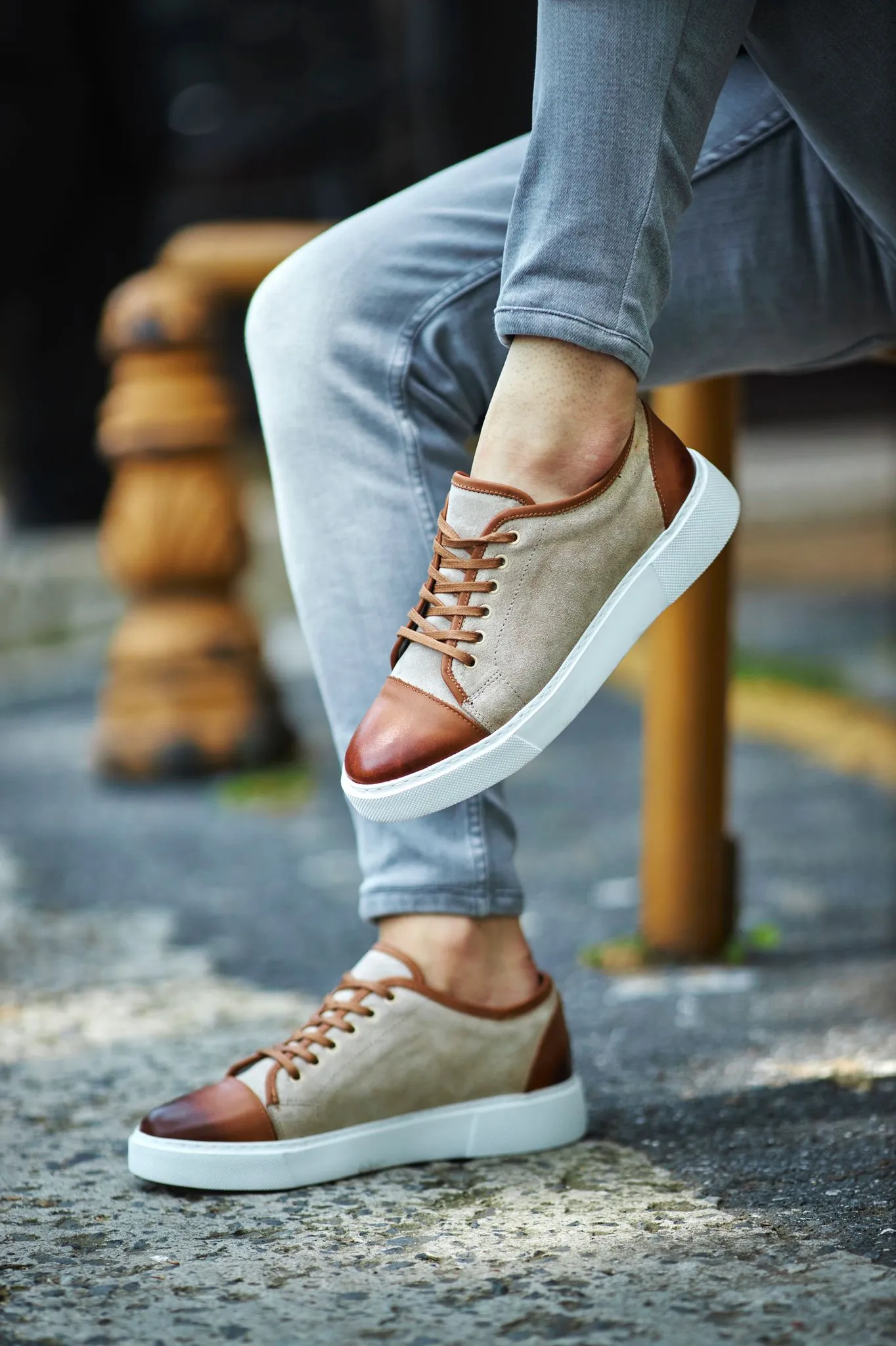 Prince Eva Sole Leather Beige Sneakers