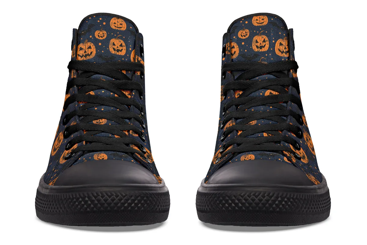 Pumpkin Party High Tops - Classic Premium Canvas Shoes with Comfortable and Durable Soles