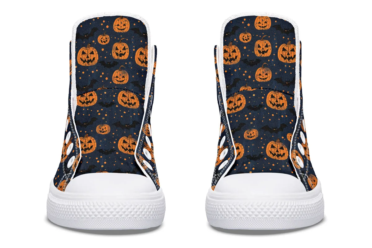 Pumpkin Party High Tops - Classic Premium Canvas Shoes with Comfortable and Durable Soles