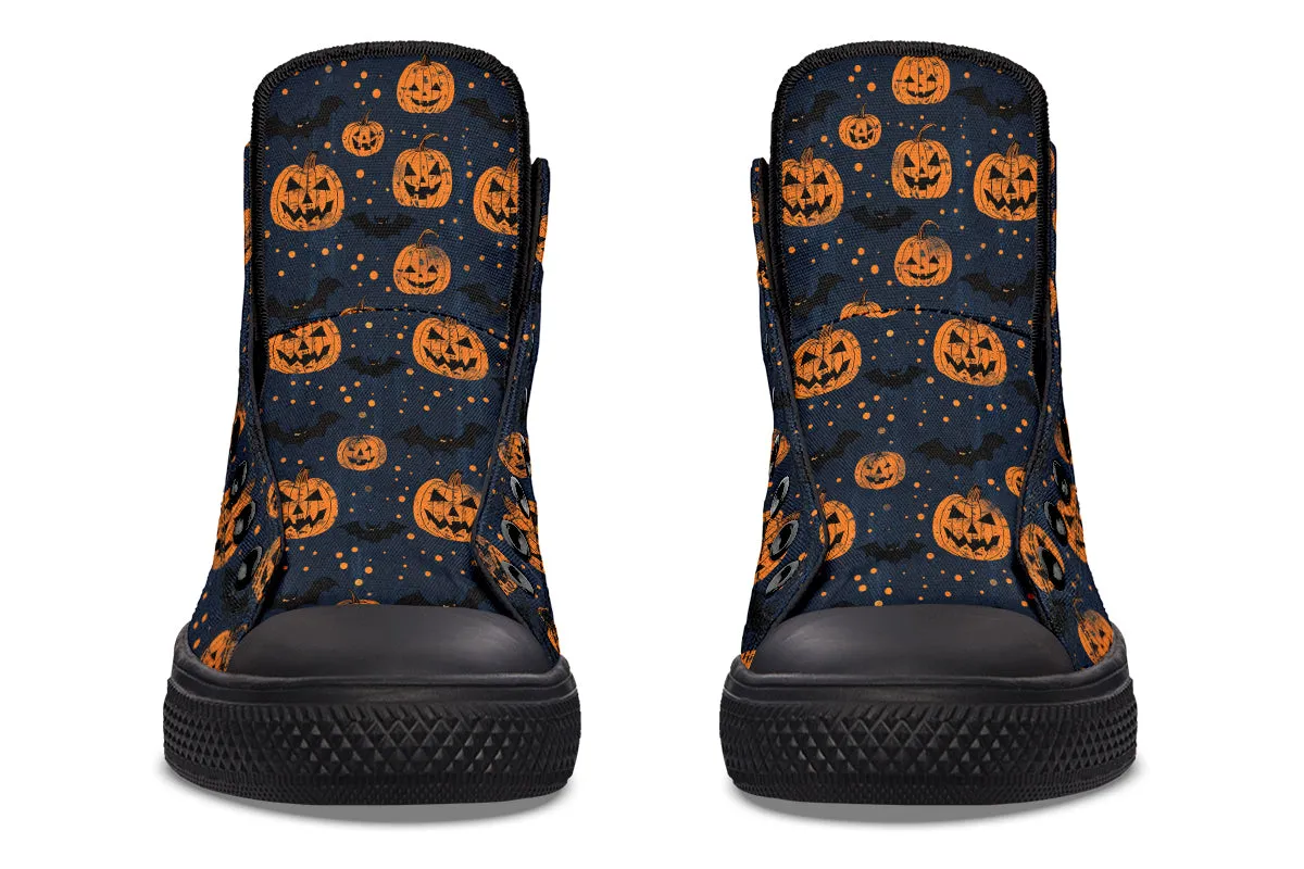 Pumpkin Party High Tops - Classic Premium Canvas Shoes with Comfortable and Durable Soles