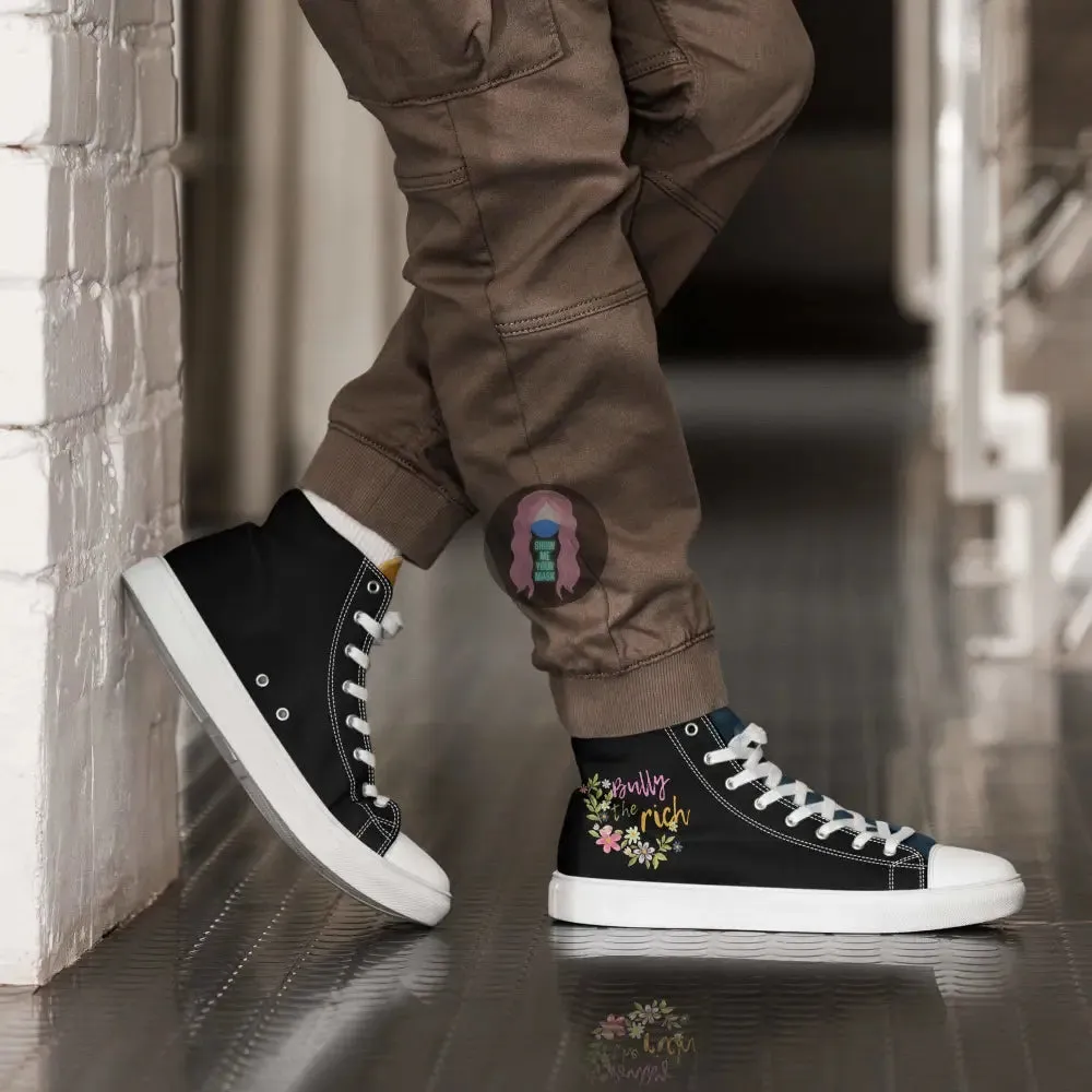 "Bully the Rich" Men’s high top canvas shoes