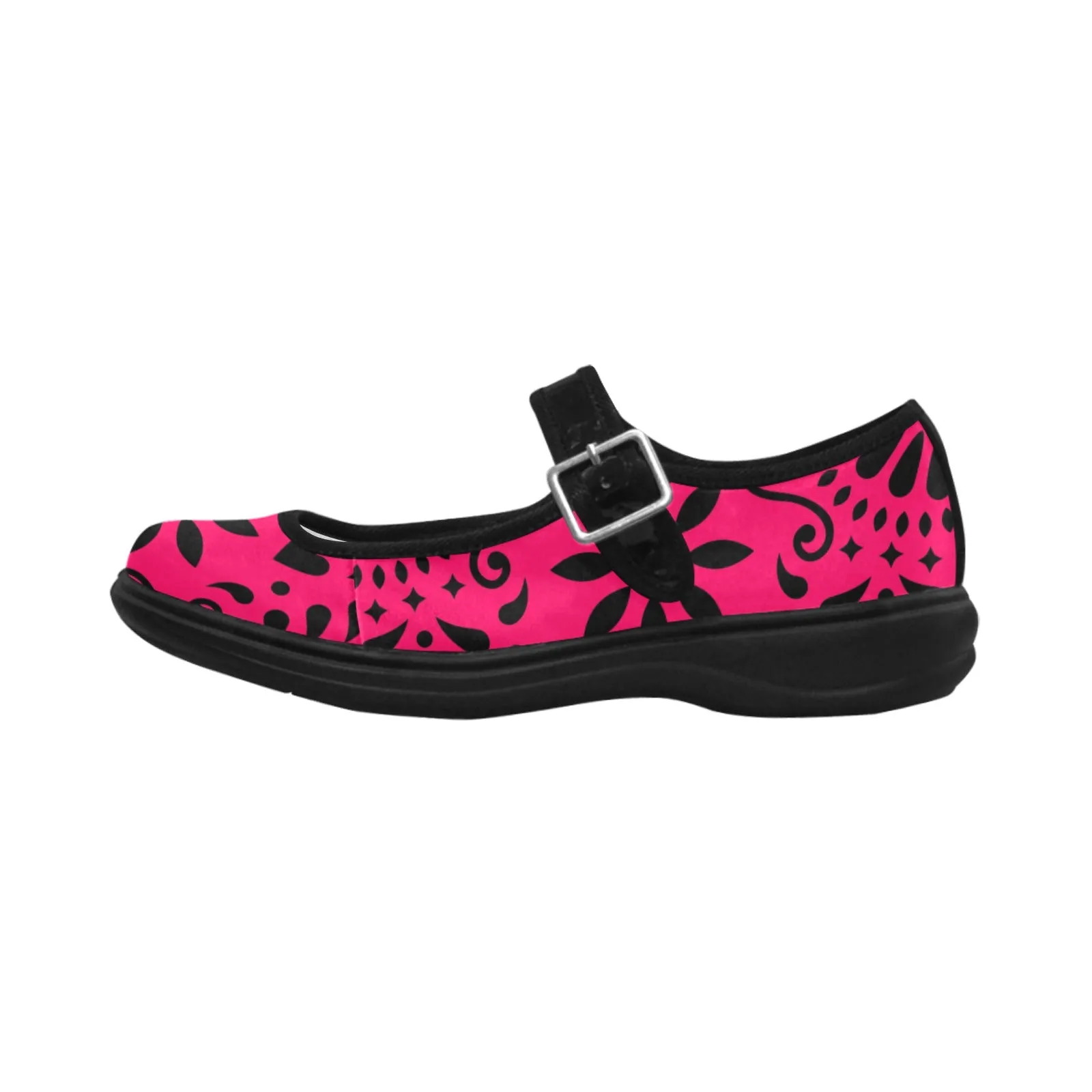 Red Pink Papel Picado Mila Satin Women's Mary Jane Shoes (Model 4808)