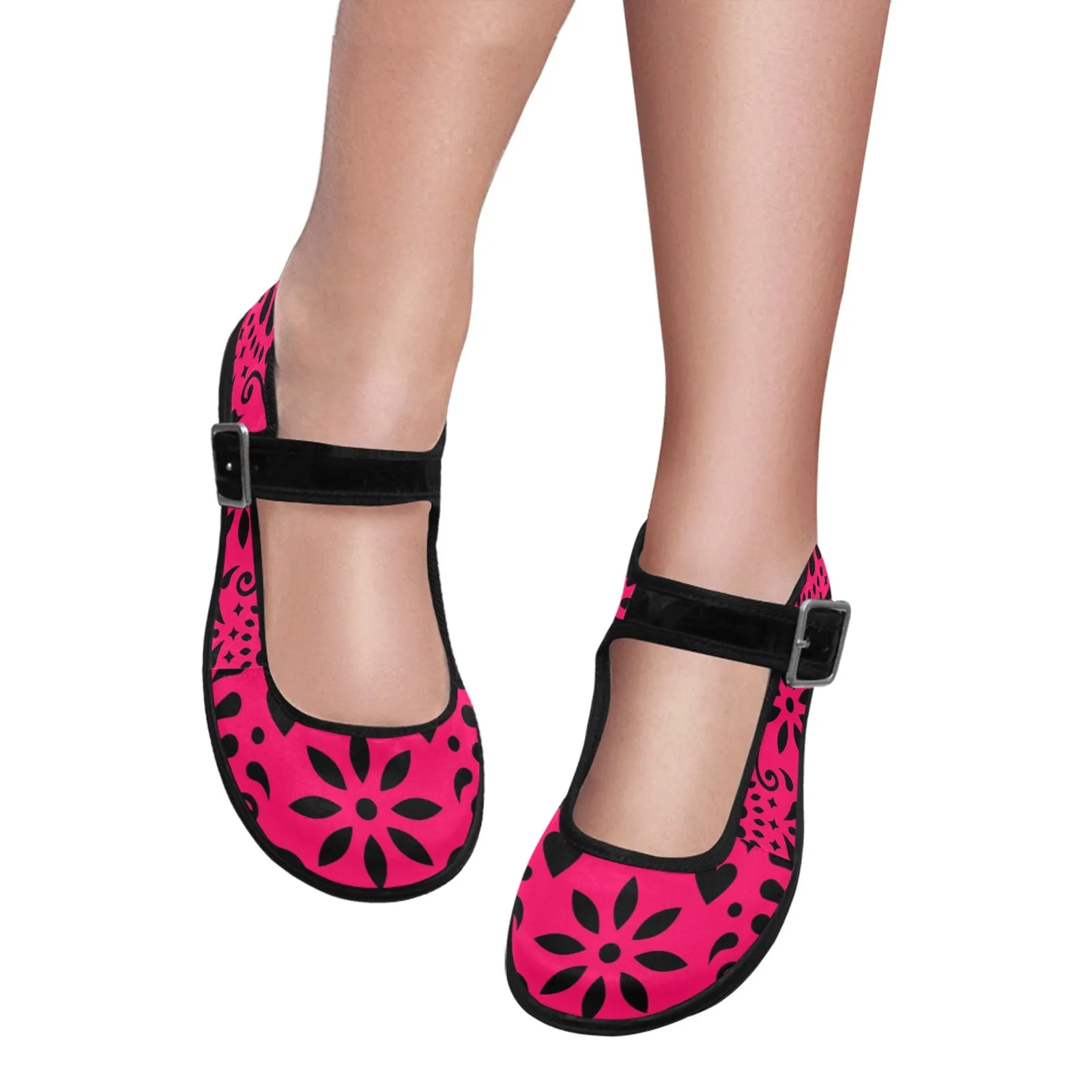 Red Pink Papel Picado Mila Satin Women's Mary Jane Shoes (Model 4808)