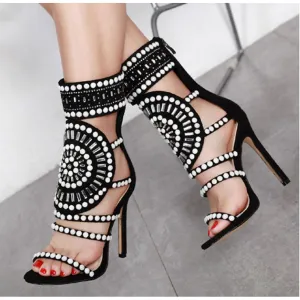 Rhinestone high heel sandals