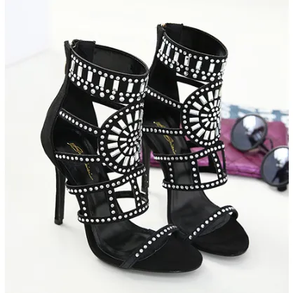 Rhinestone high heel sandals