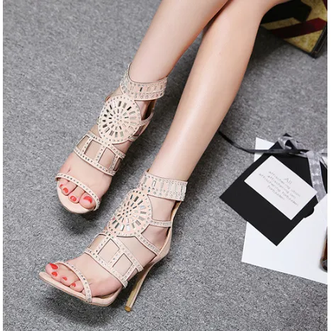 Rhinestone high heel sandals