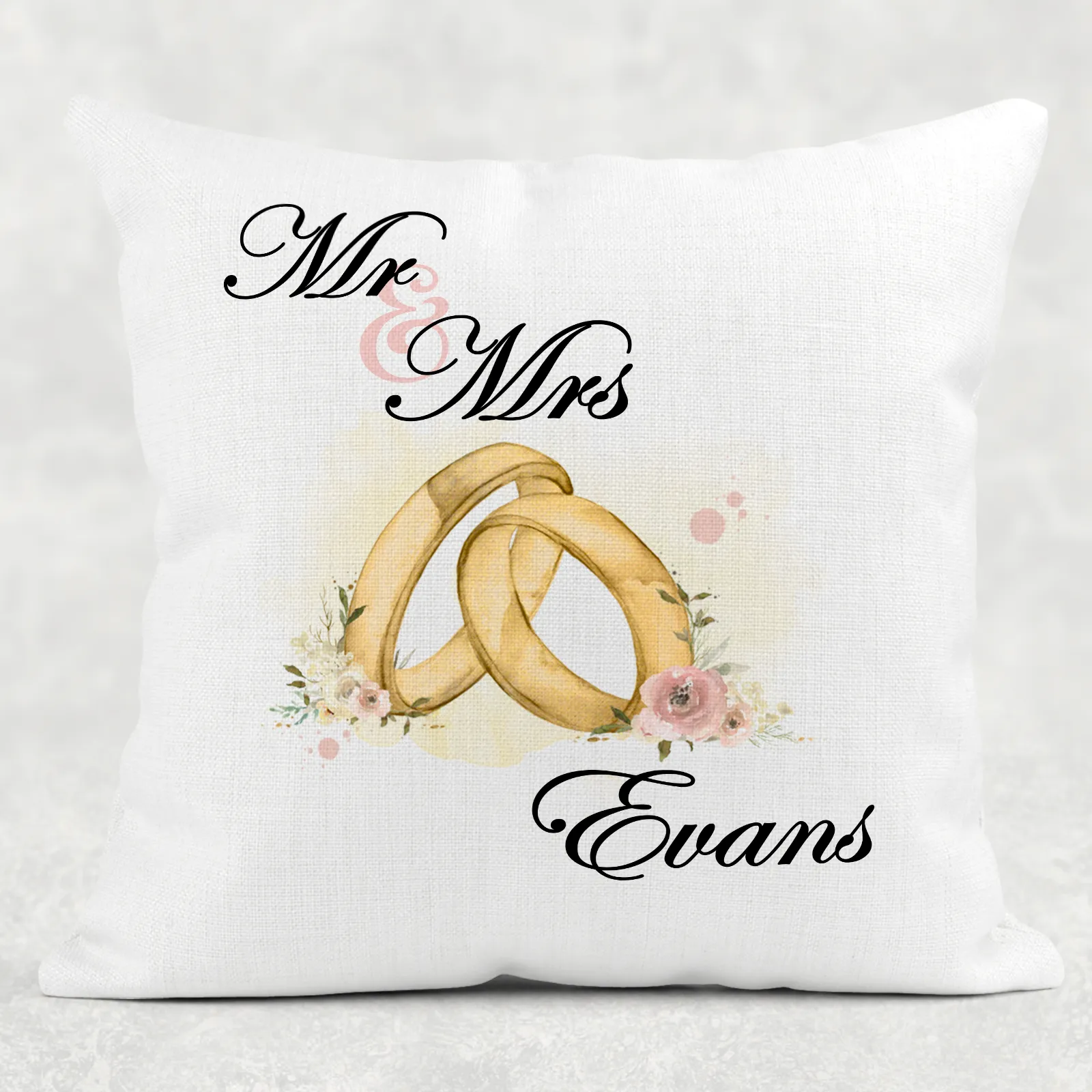 Rings Mr & Mrs Wedding Cushion