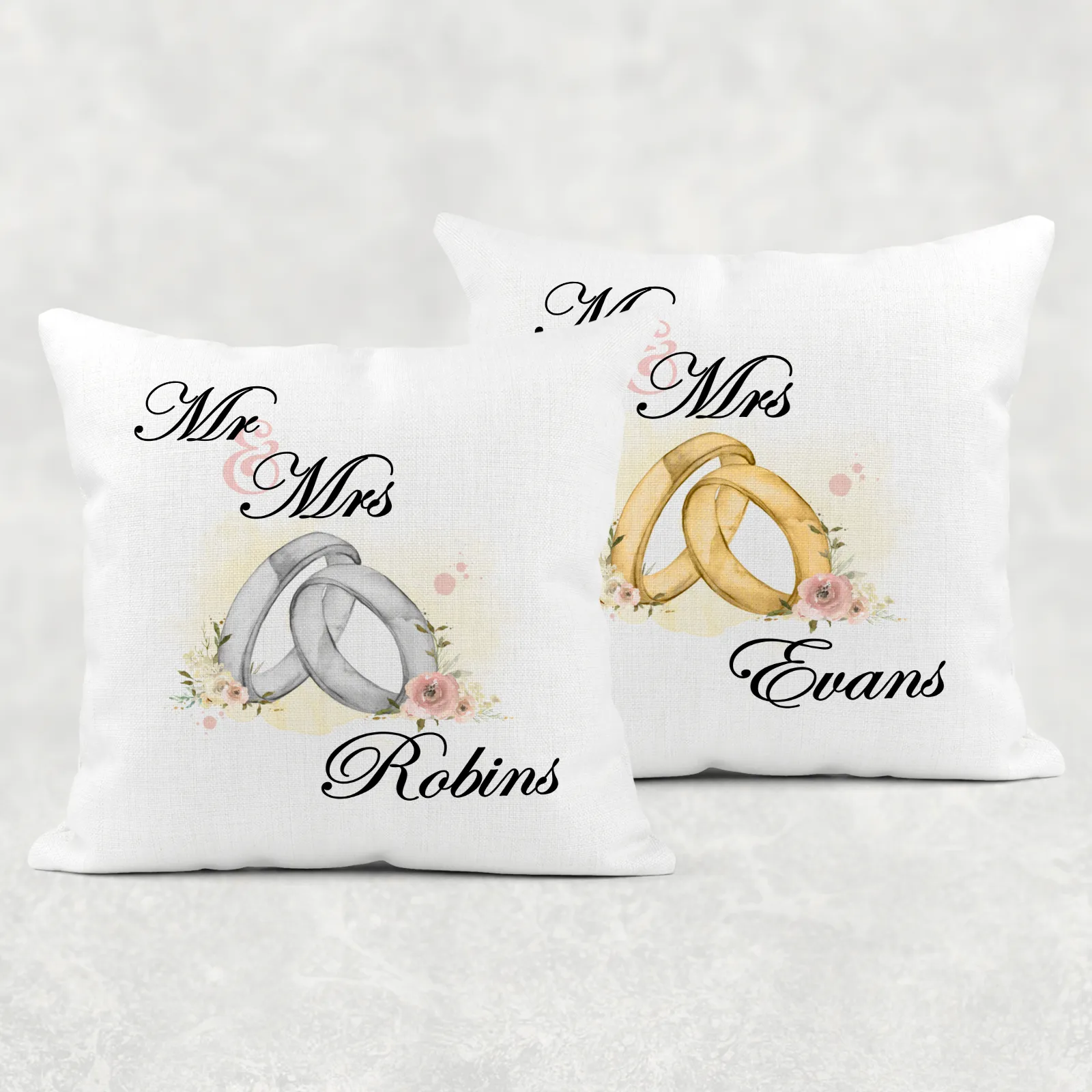 Rings Mr & Mrs Wedding Cushion