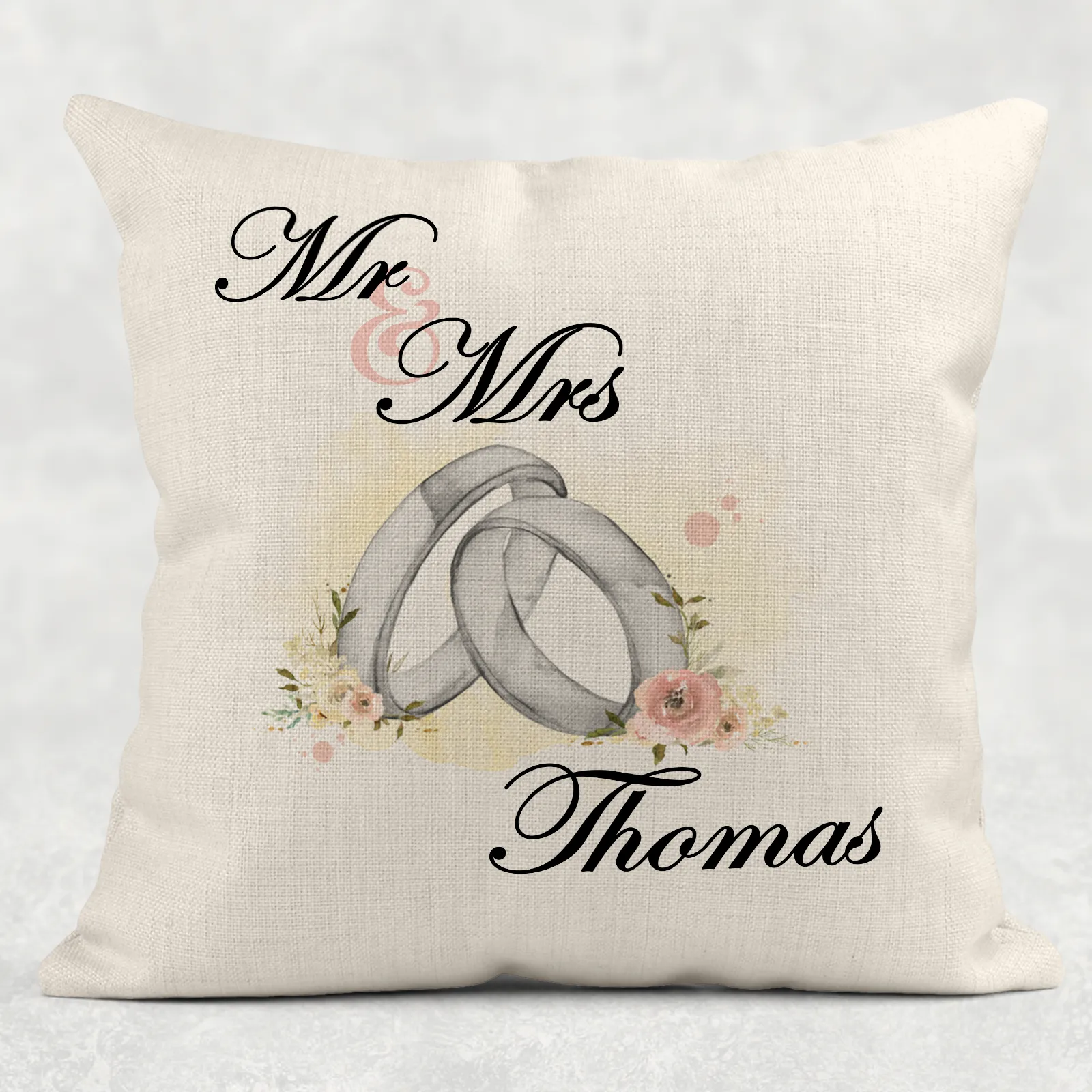 Rings Mr & Mrs Wedding Cushion