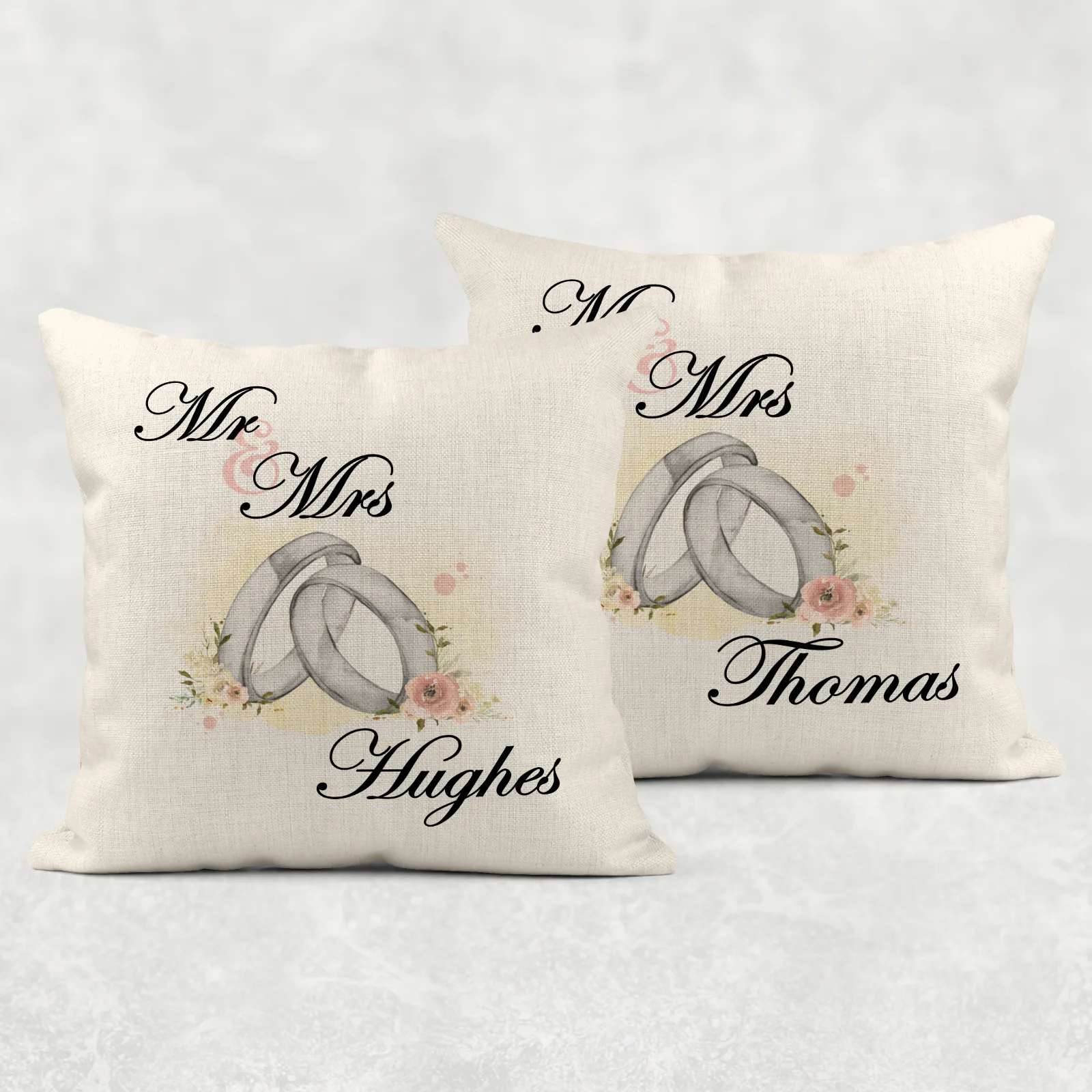 Rings Mr & Mrs Wedding Cushion