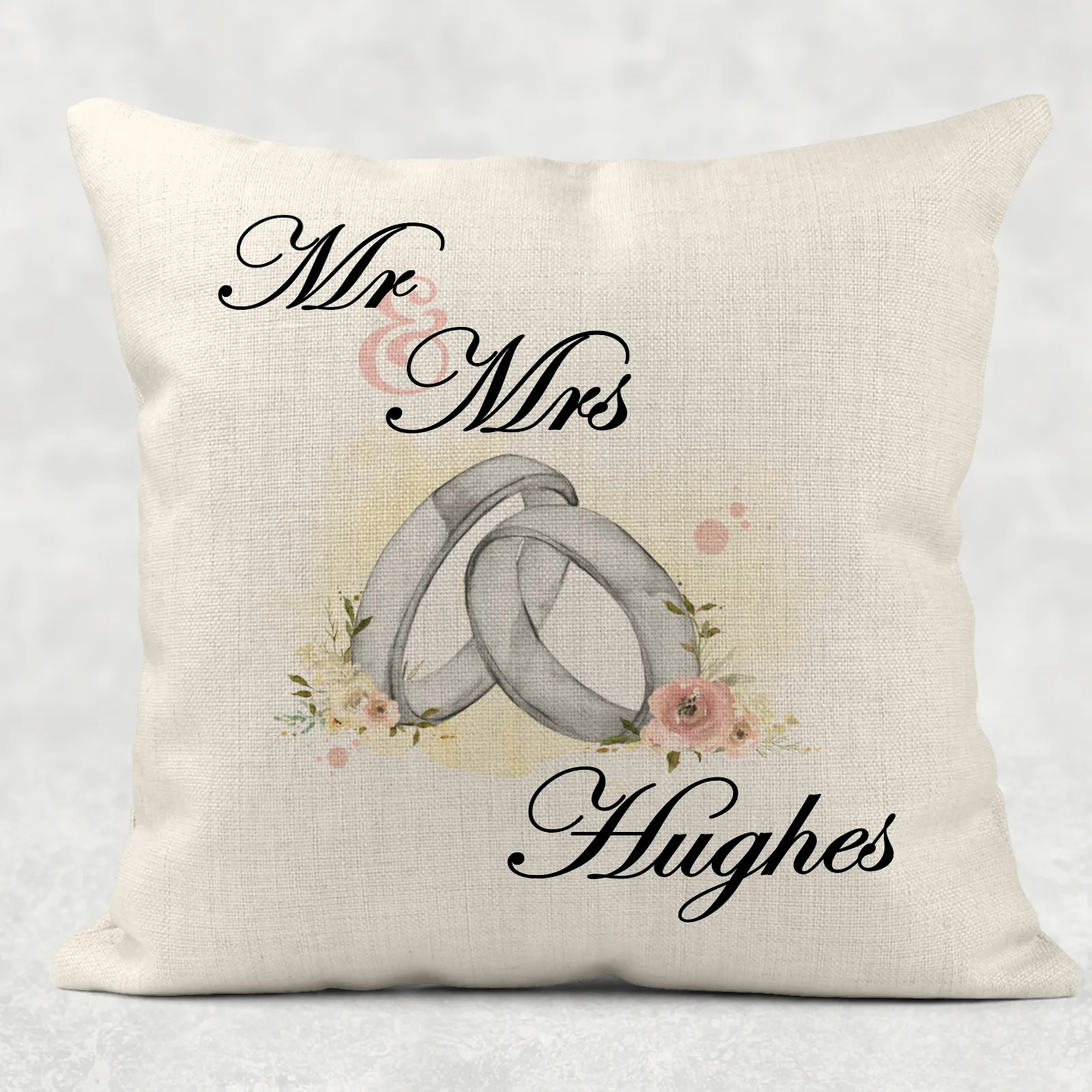 Rings Mr & Mrs Wedding Cushion