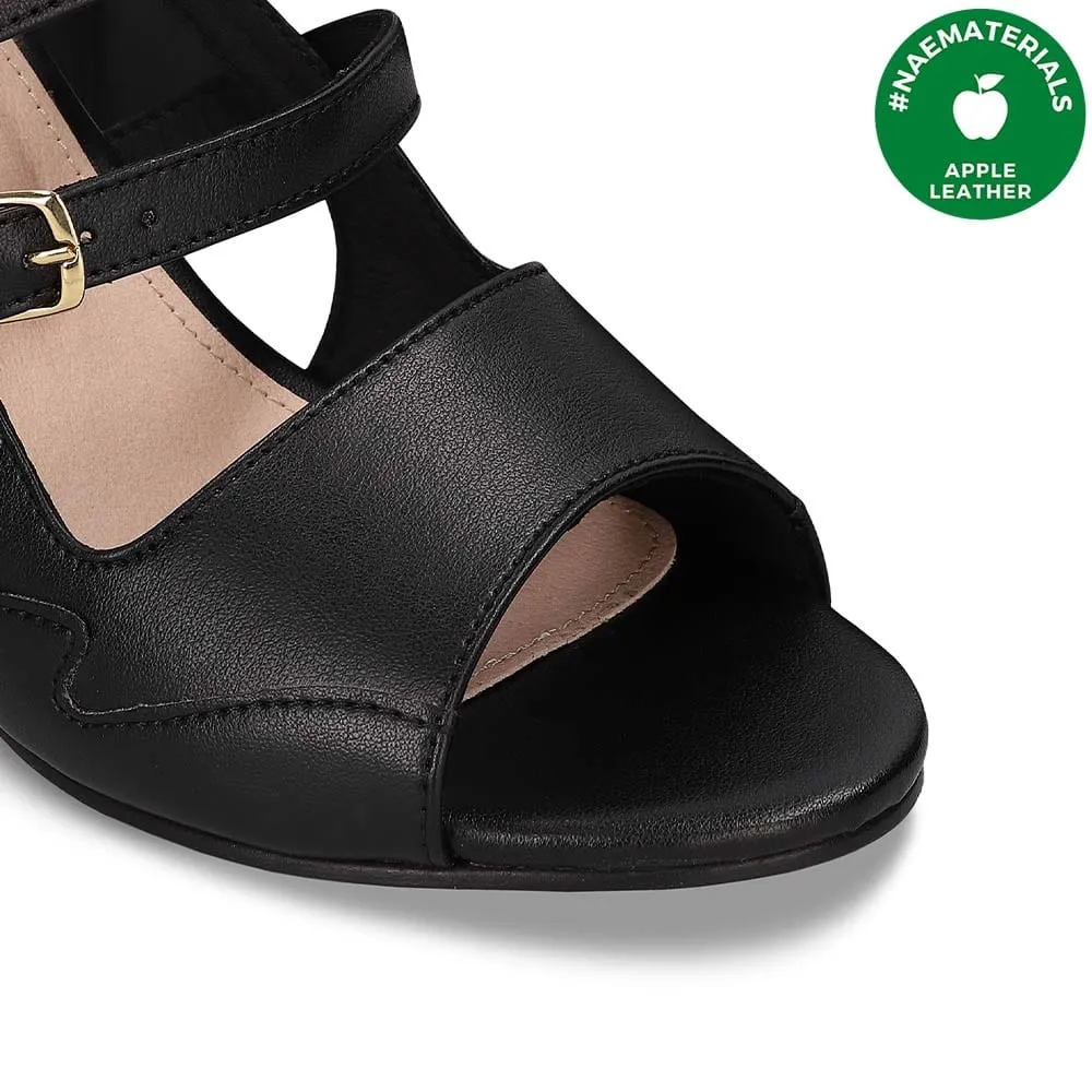 Roma Vegan Apple Leather Heeled Sandals| Black