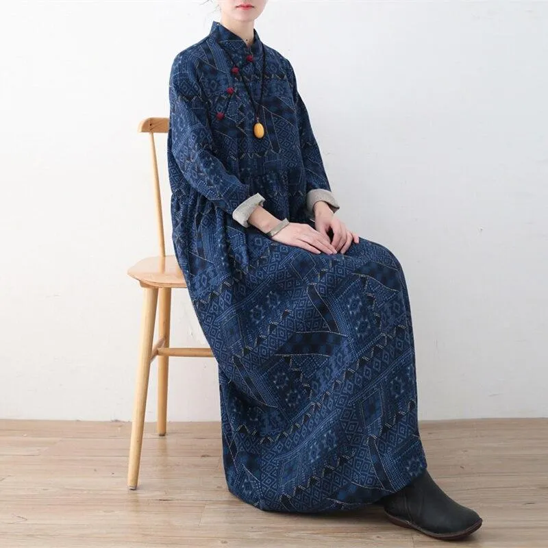 Sacred Geometry Chinese Linen Dress