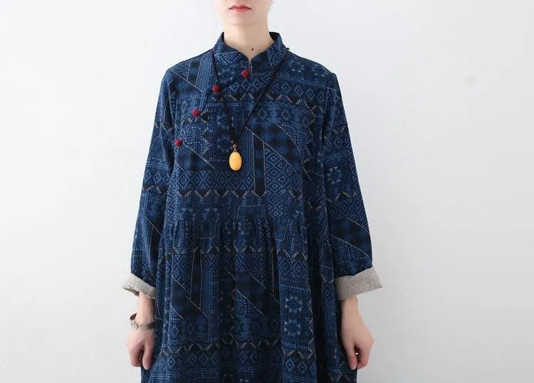 Sacred Geometry Chinese Linen Dress