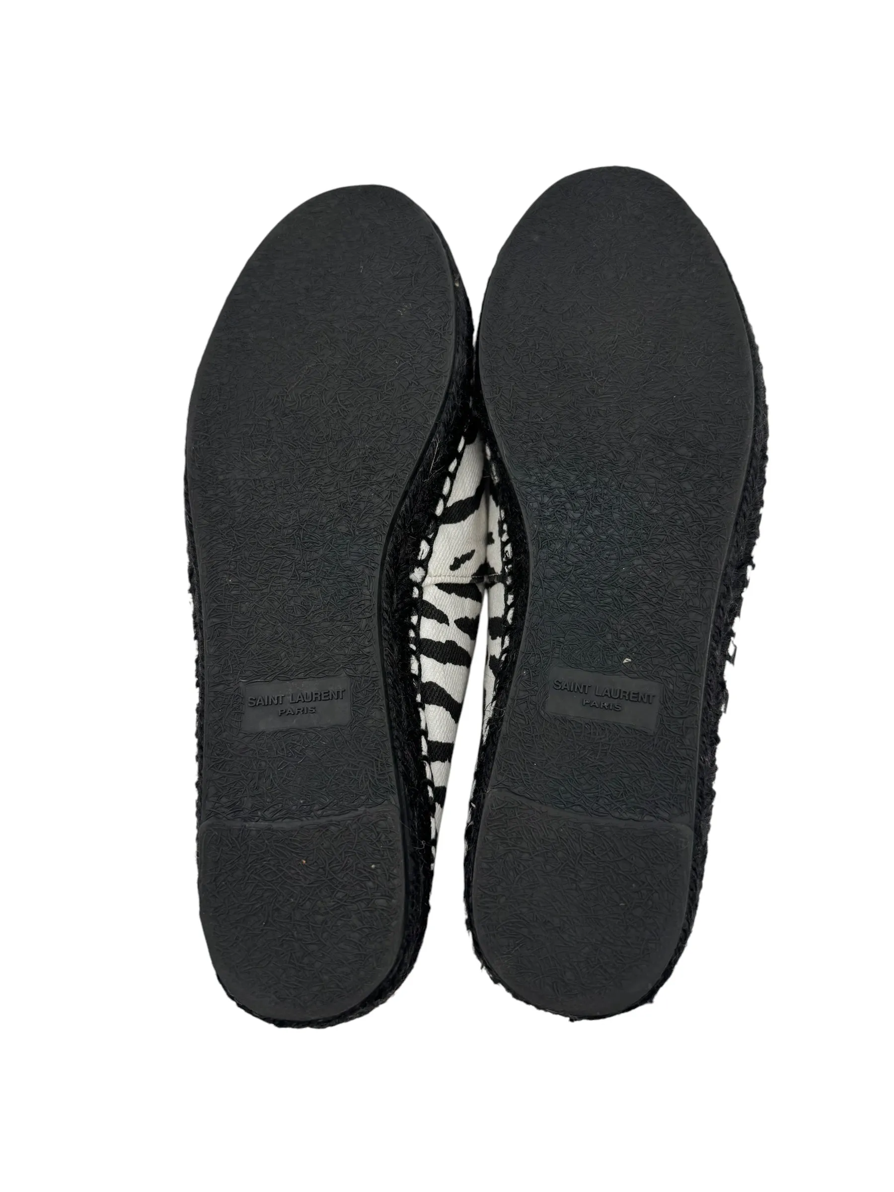 Saint Laurent Canvas Tiger Print Espadrilles 39 White Black