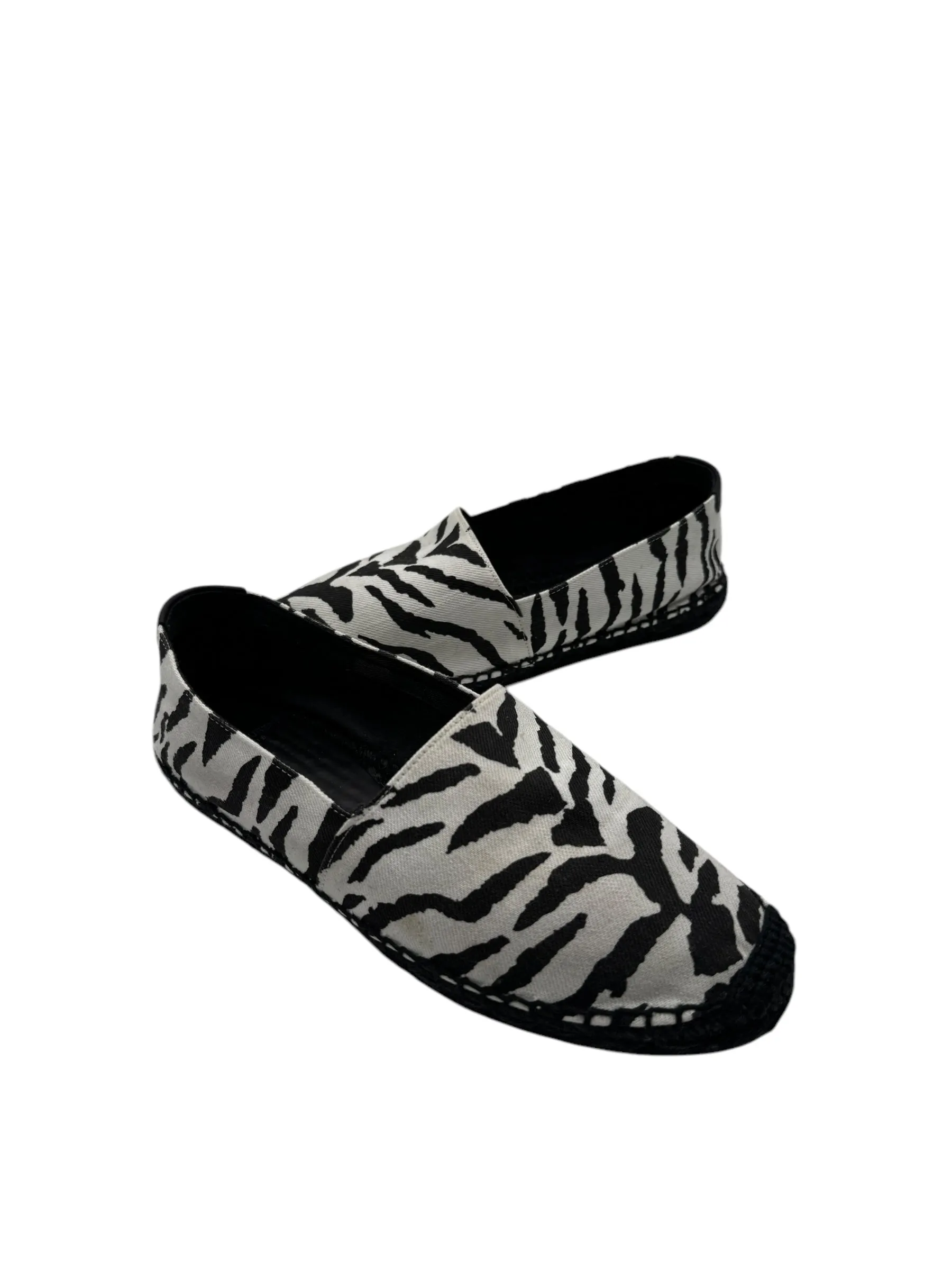 Saint Laurent Canvas Tiger Print Espadrilles 39 White Black