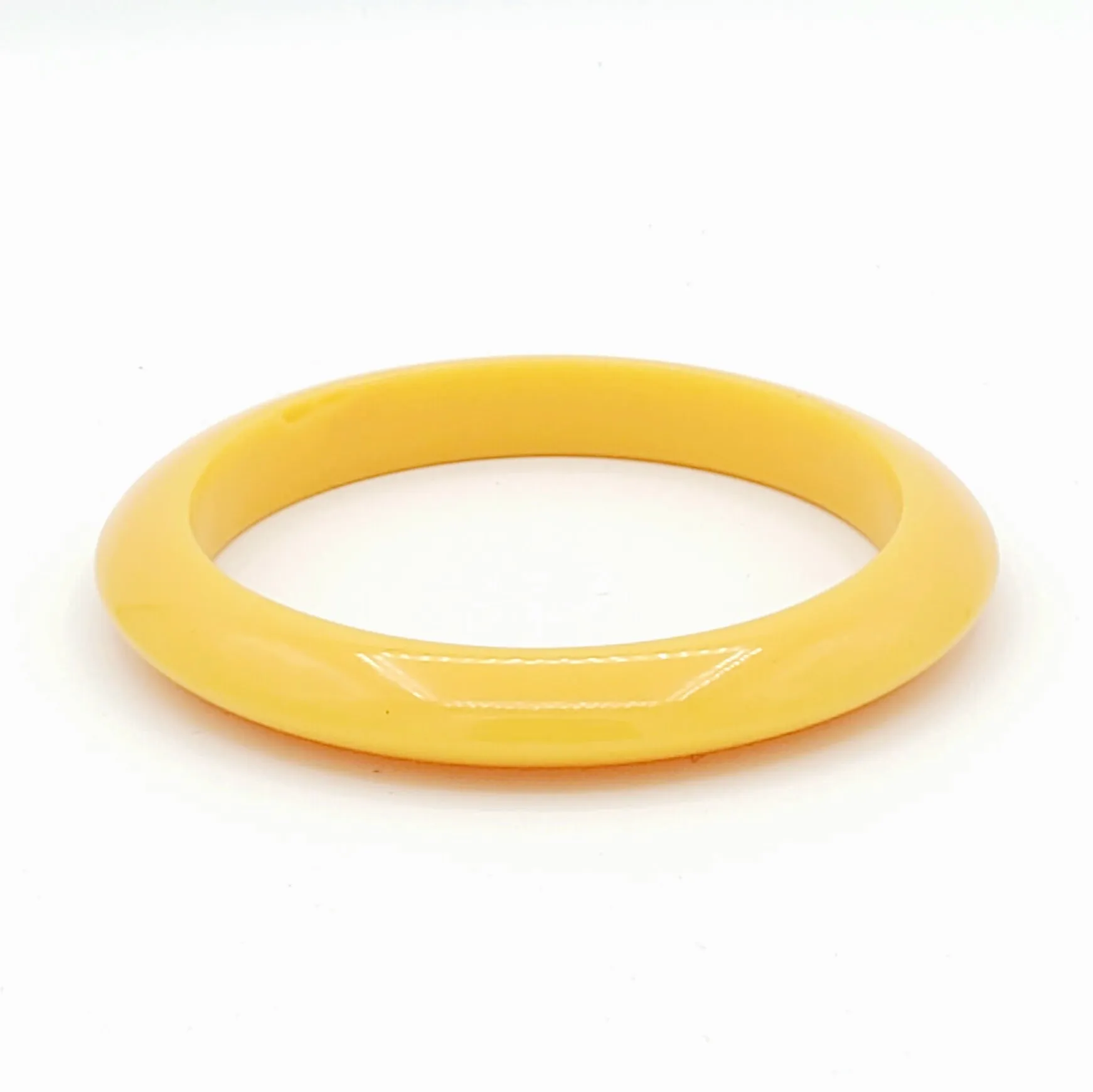 Saucer Bangle in Straw Yellow by Lucky Lou Shoes