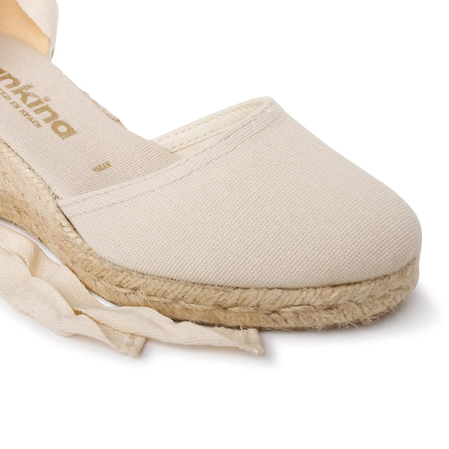 Sevilla Eco Canvas Vegan Espadrille Lace-Up Wedges - Beige Tan