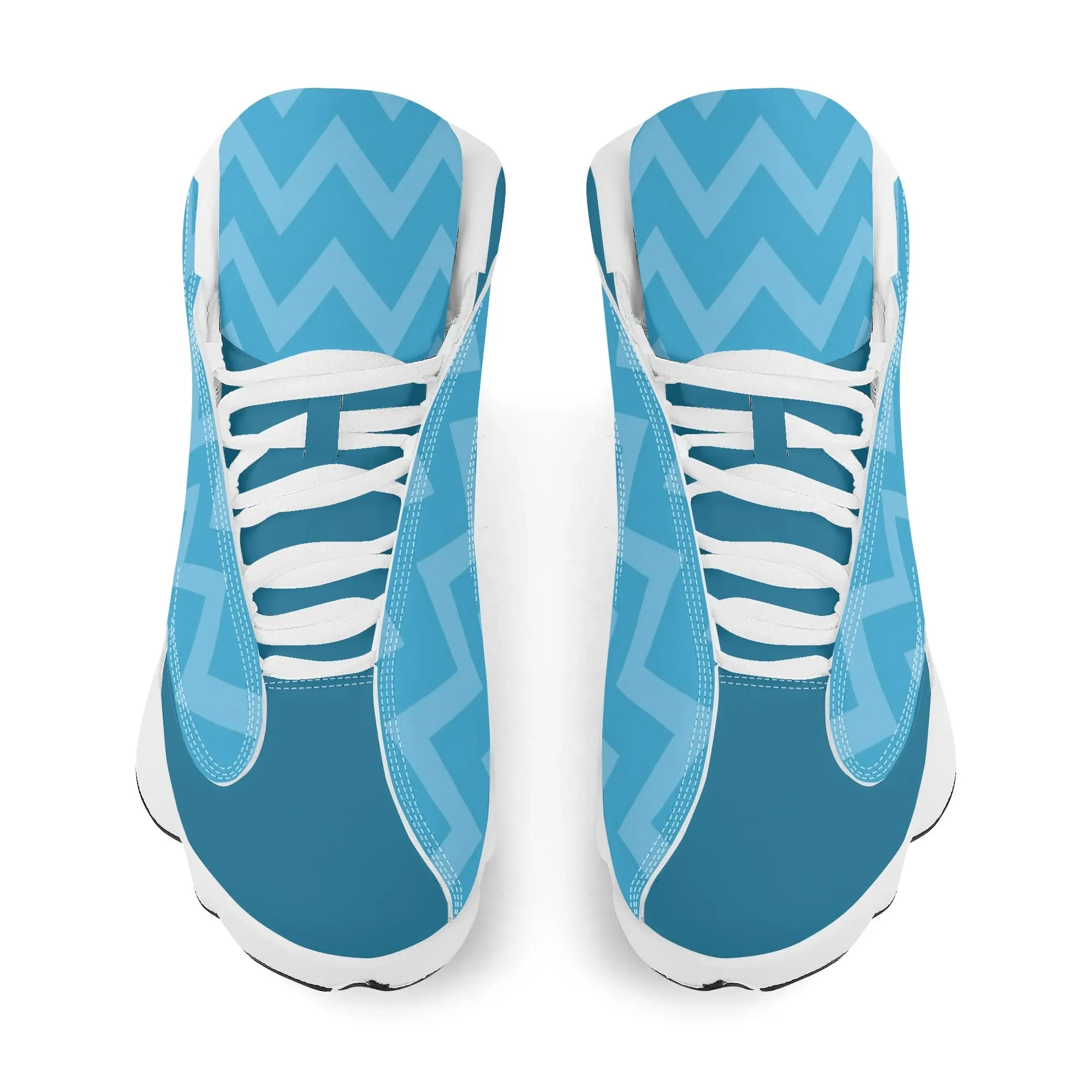 Skate shoe | High Top Sneakers | PU Vegan Leather Basketball shoes | Anime Slayer of Demon | Blue Zigzag Pattern