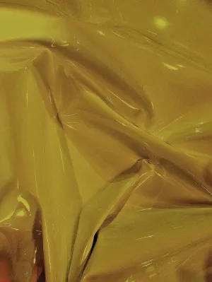 Solid Fetish Wet Glossy Upholstery Leather Vinyl Fabric / Gold / By The Roll - 30 Yards