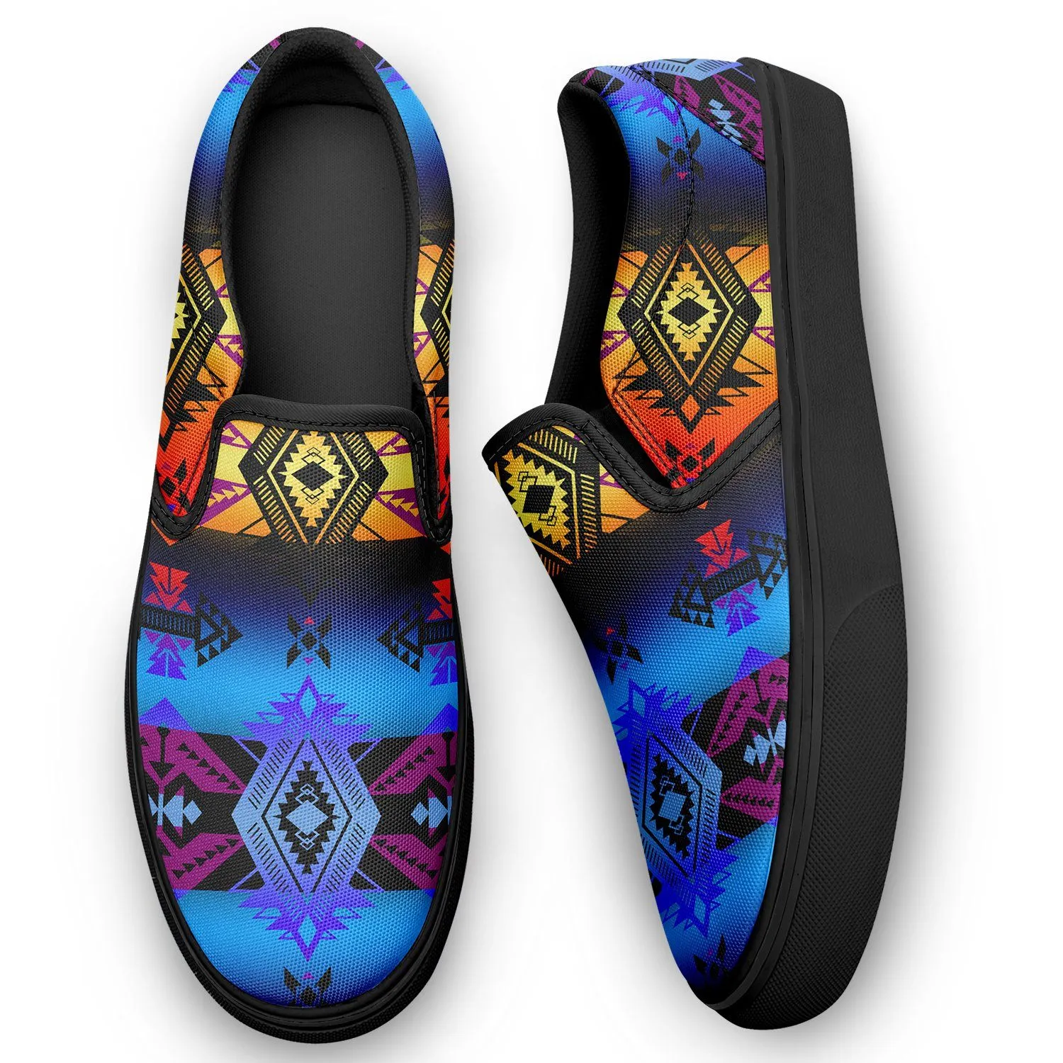 Sovereign Nation Sunset Otoyimm Kid's Canvas Slip On Shoes