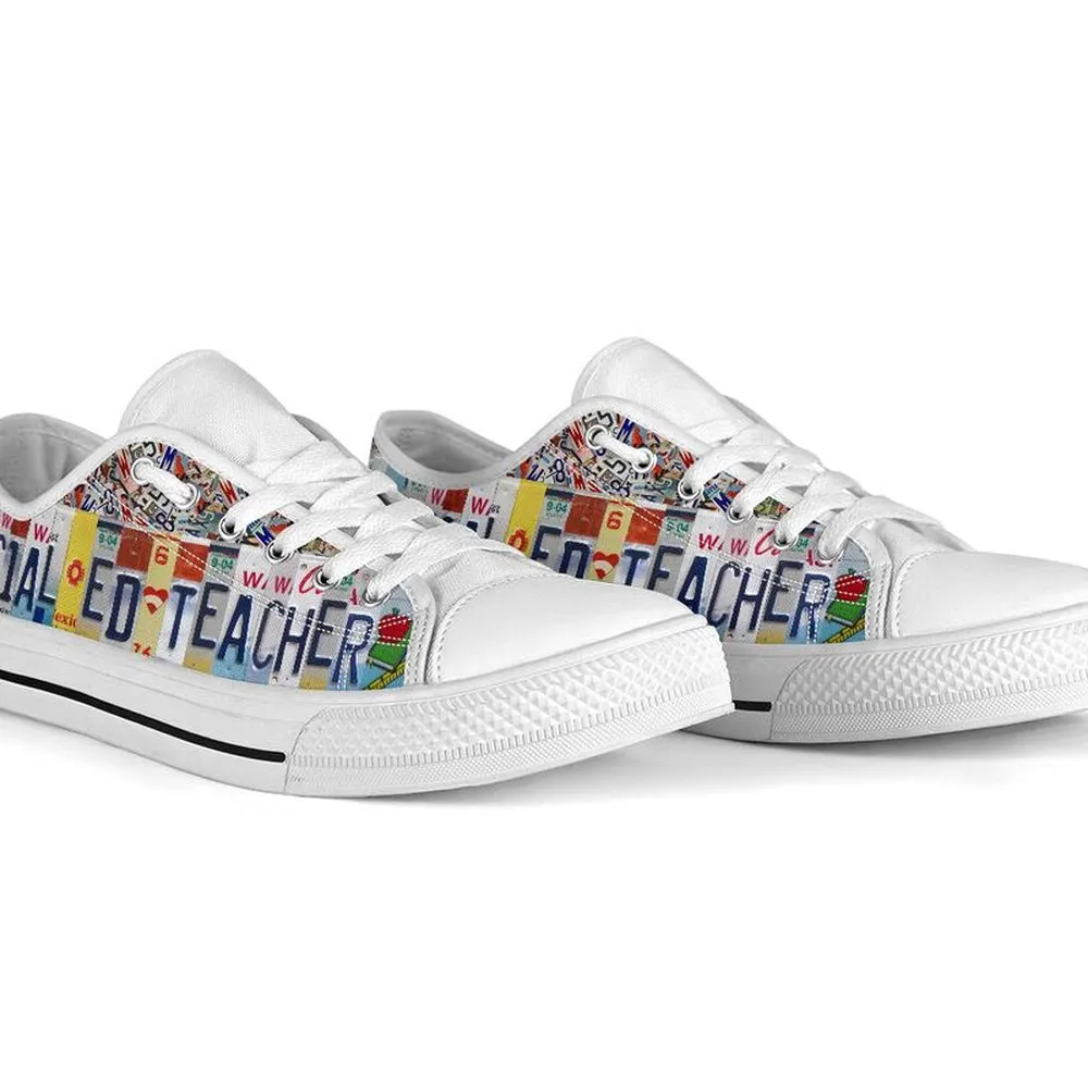 Special Ed Teacher License Plates Low Top Navy Shoes, Teacher Shoes, Low Top Sneakers