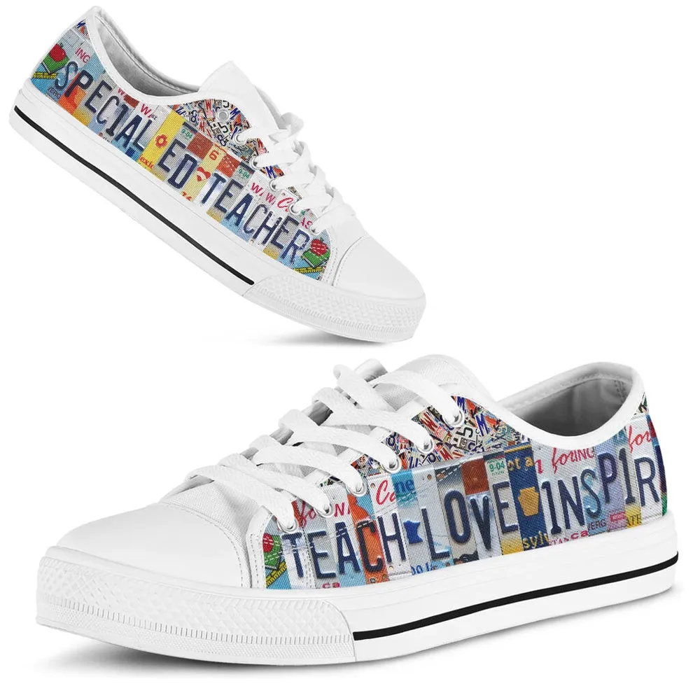 Special Ed Teacher License Plates Low Top Navy Shoes, Teacher Shoes, Low Top Sneakers