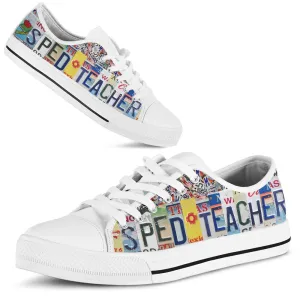 Sped Teacher License Plates Low Top Shoes, Teacher Shoes, Low Top Sneakers