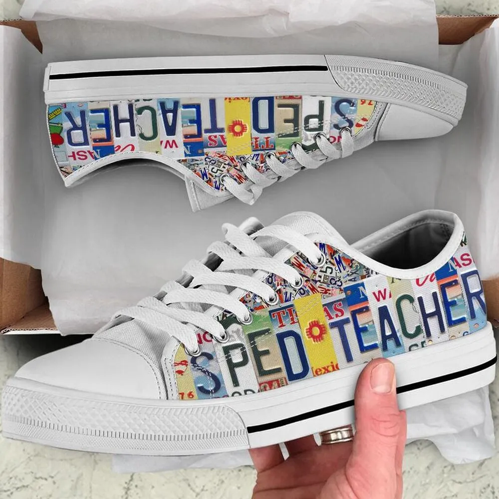 Sped Teacher License Plates Low Top Shoes, Teacher Shoes, Low Top Sneakers