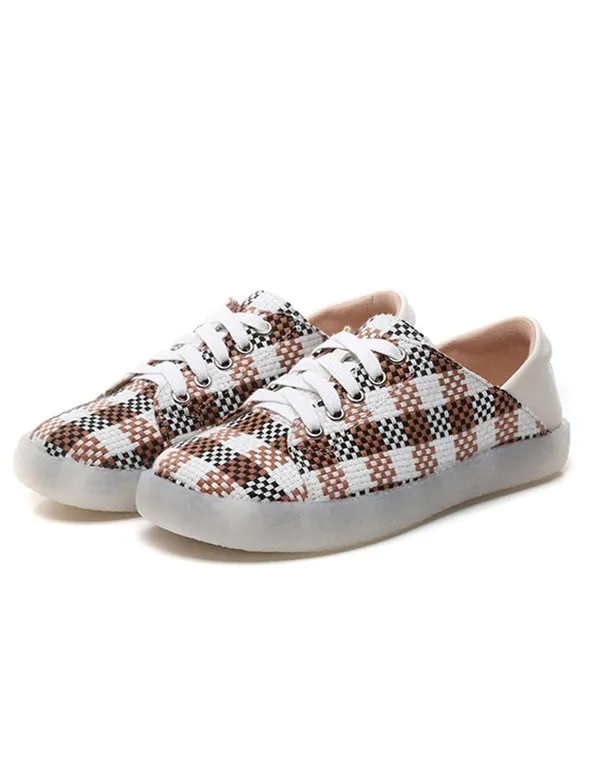 Spring Autumn Flat Vintage Plaid Casual Shoes