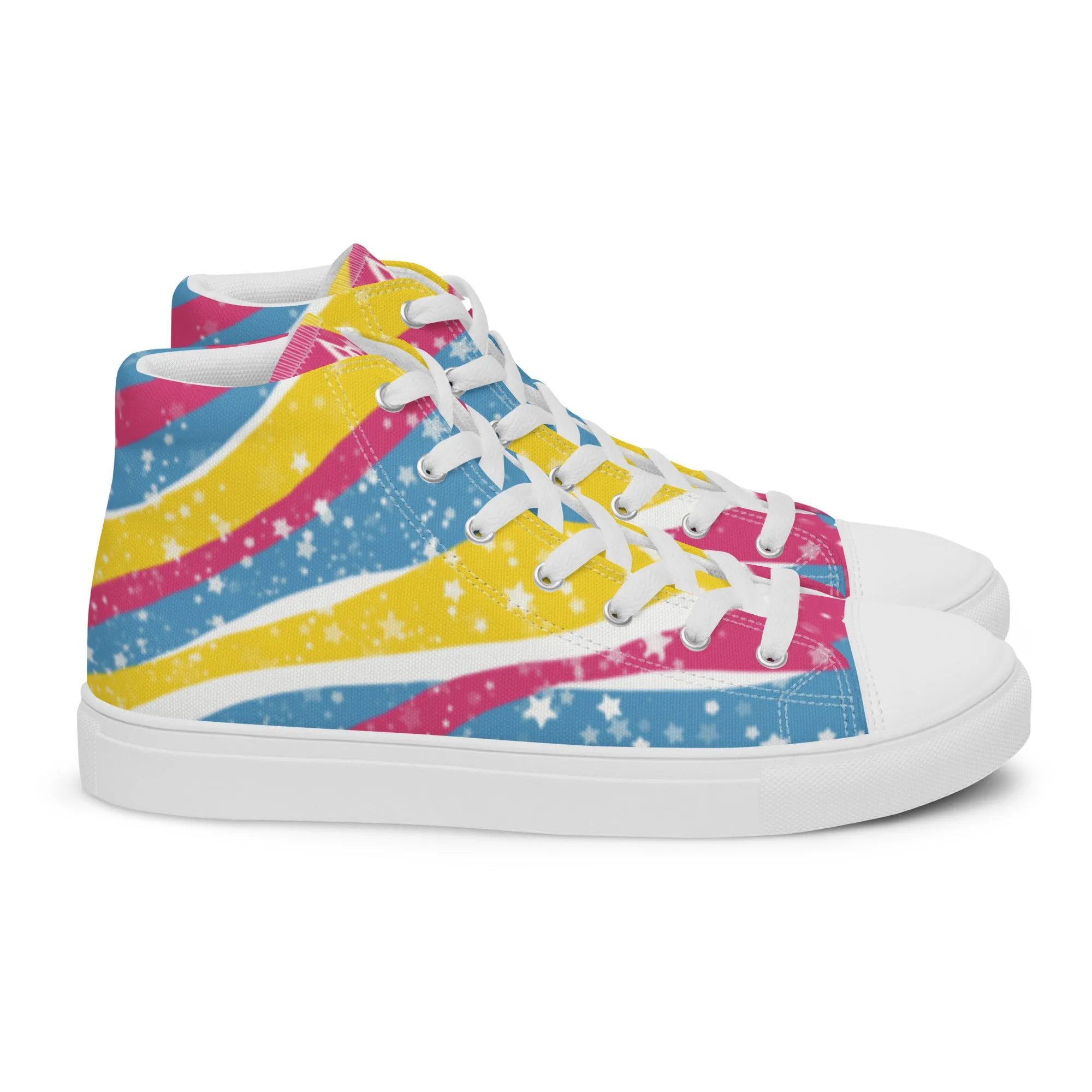 Starry Pansexual High Top Canvas Shoes (Fem Sizing)