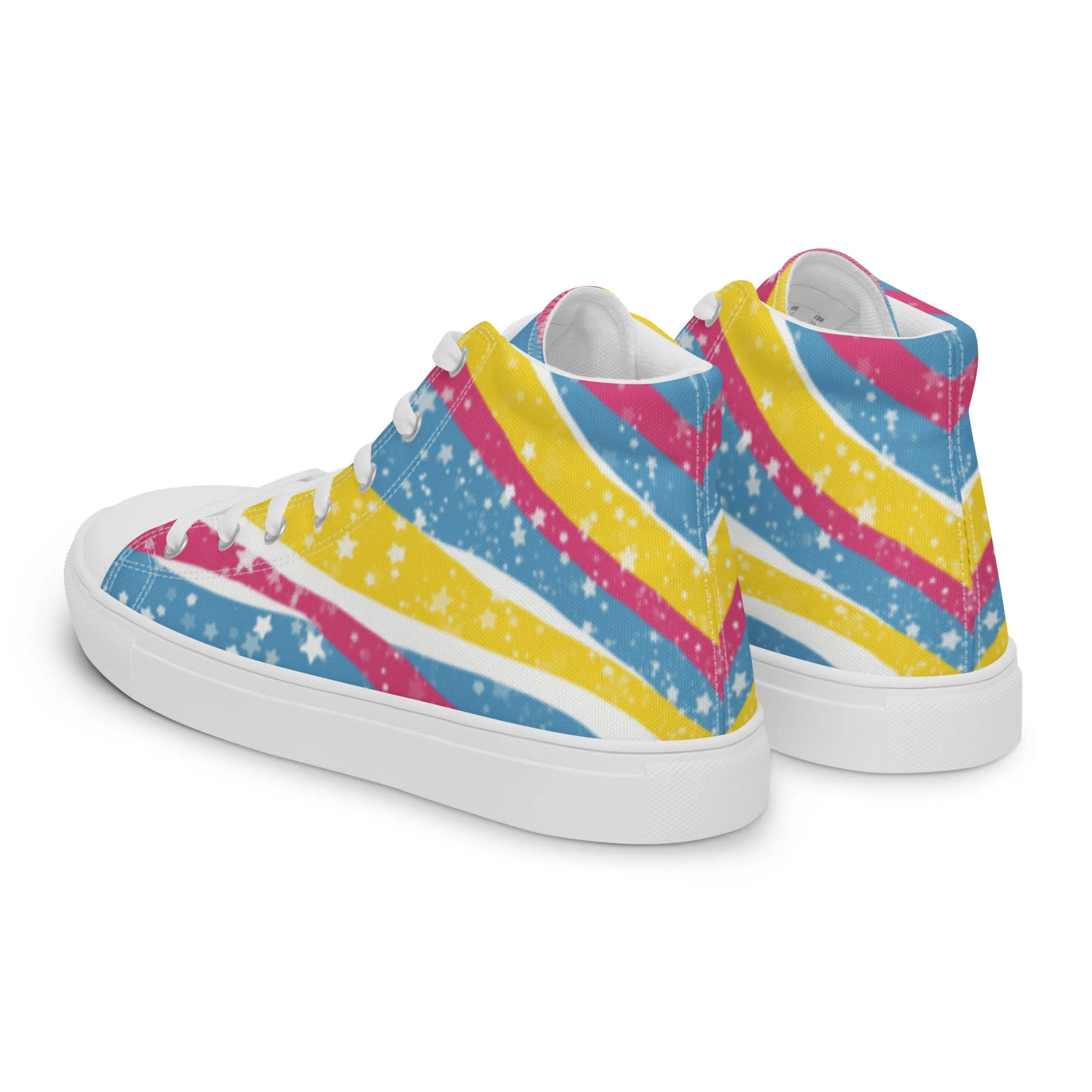 Starry Pansexual High Top Canvas Shoes (Fem Sizing)