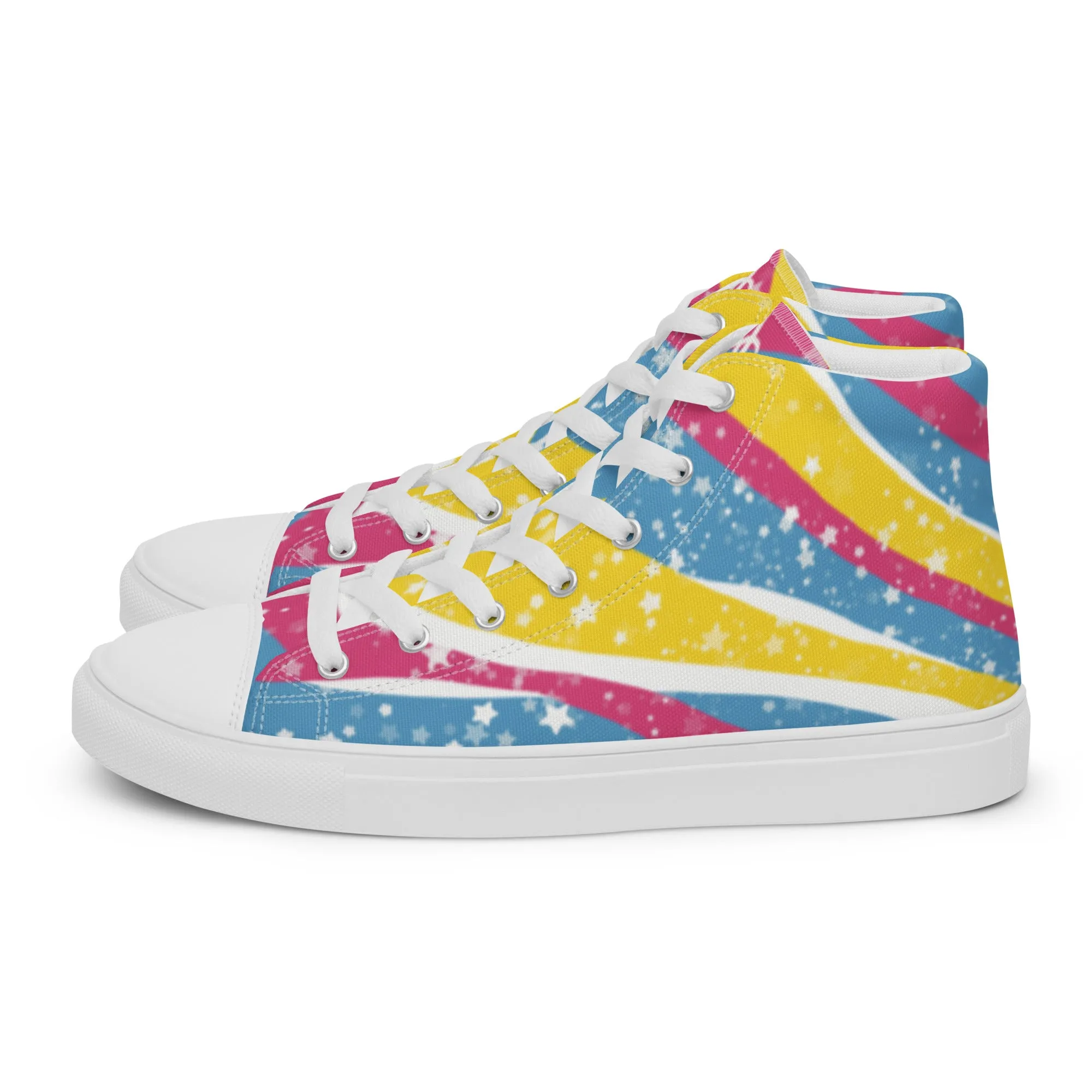 Starry Pansexual High Top Canvas Shoes (Fem Sizing)