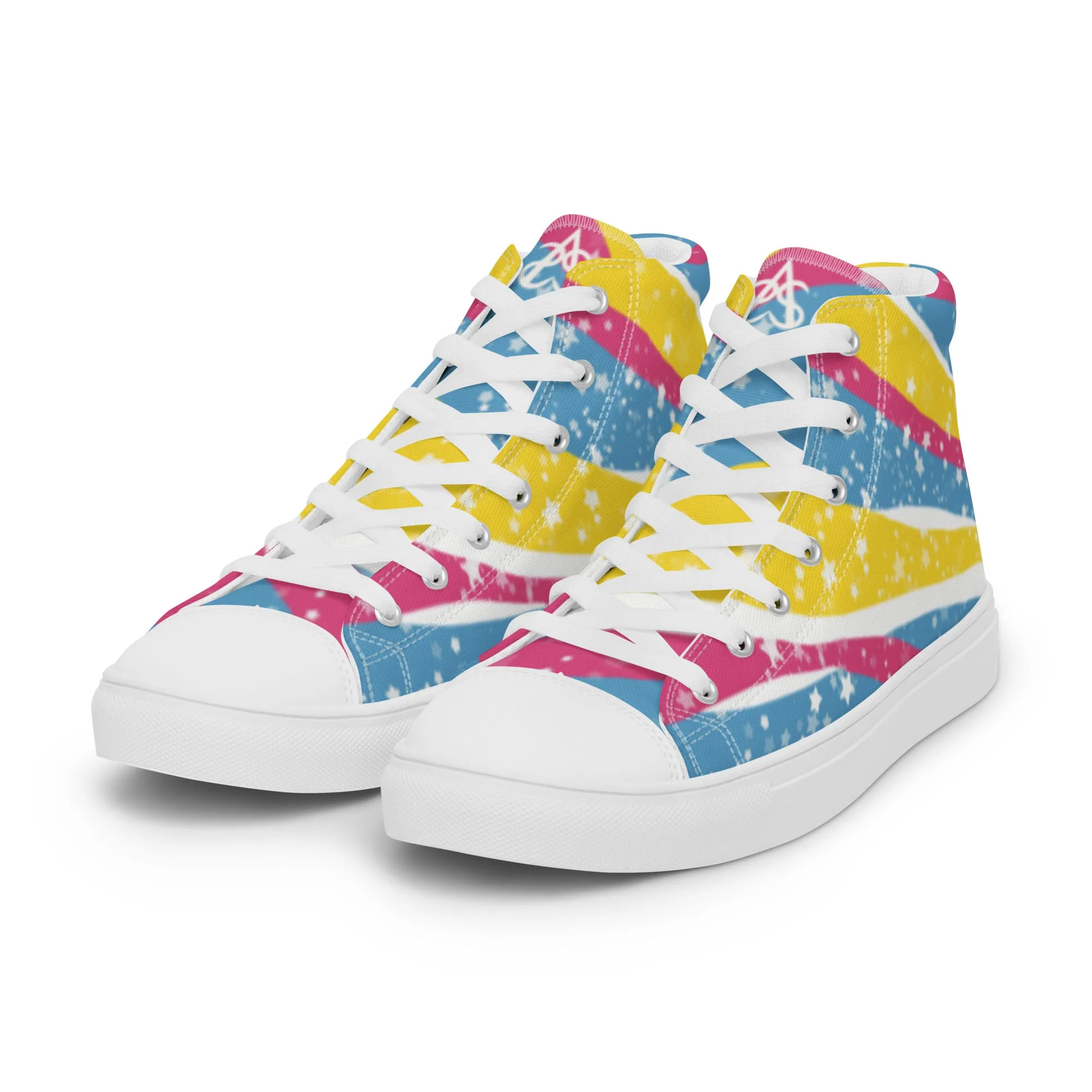 Starry Pansexual High Top Canvas Shoes (Fem Sizing)