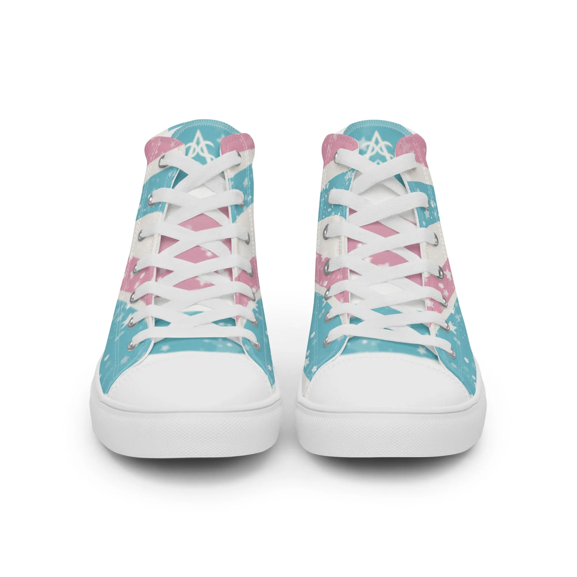 Starry Transgender Pride High Top Canvas Shoes (Fem Sizing)