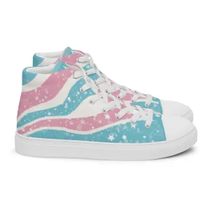 Starry Transgender Pride High Top Canvas Shoes (Fem Sizing)