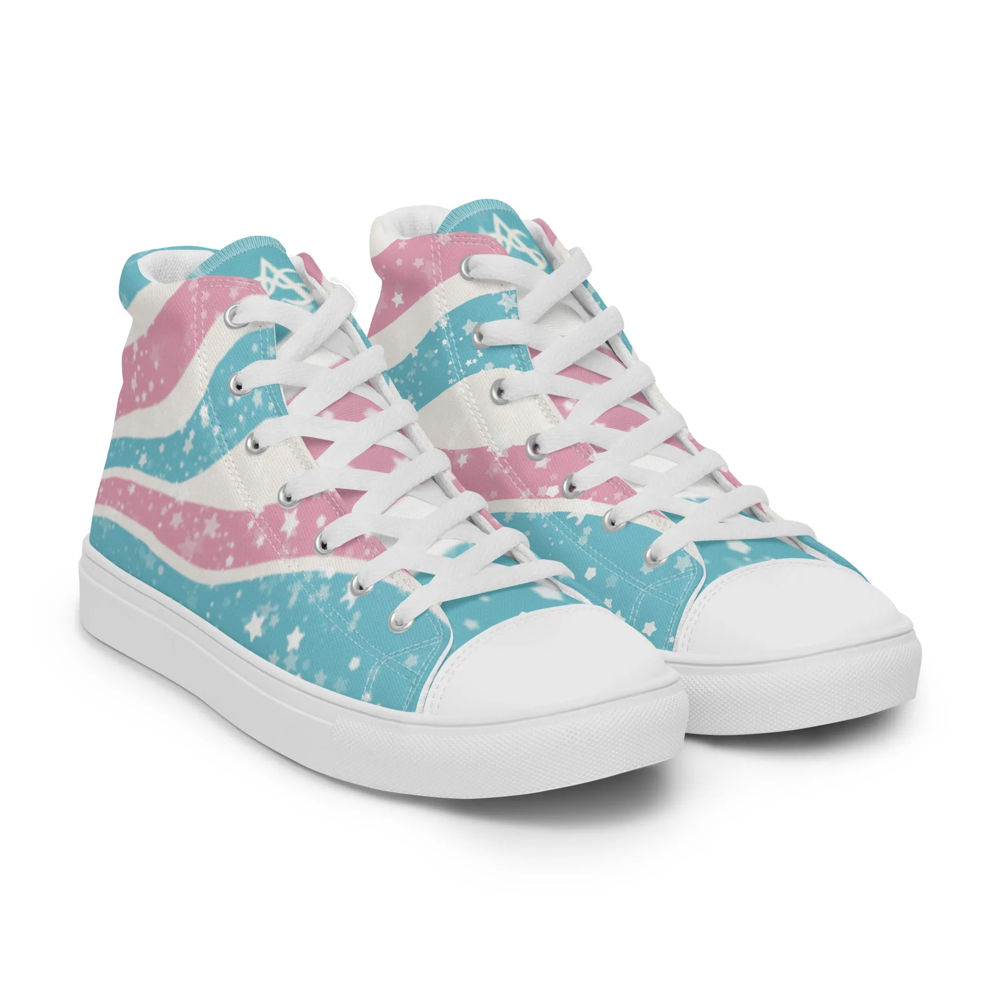 Starry Transgender Pride High Top Canvas Shoes (Fem Sizing)