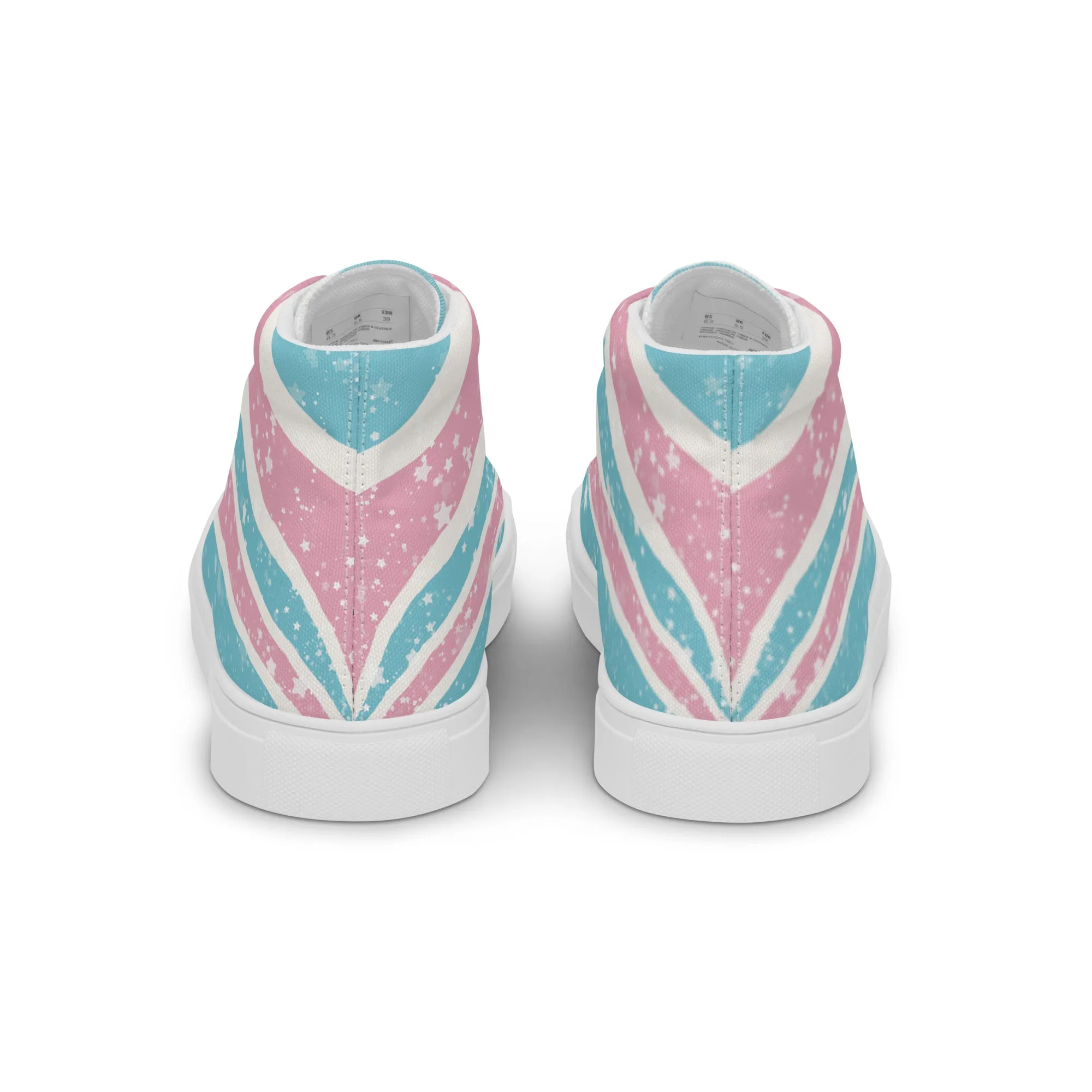 Starry Transgender Pride High Top Canvas Shoes (Fem Sizing)