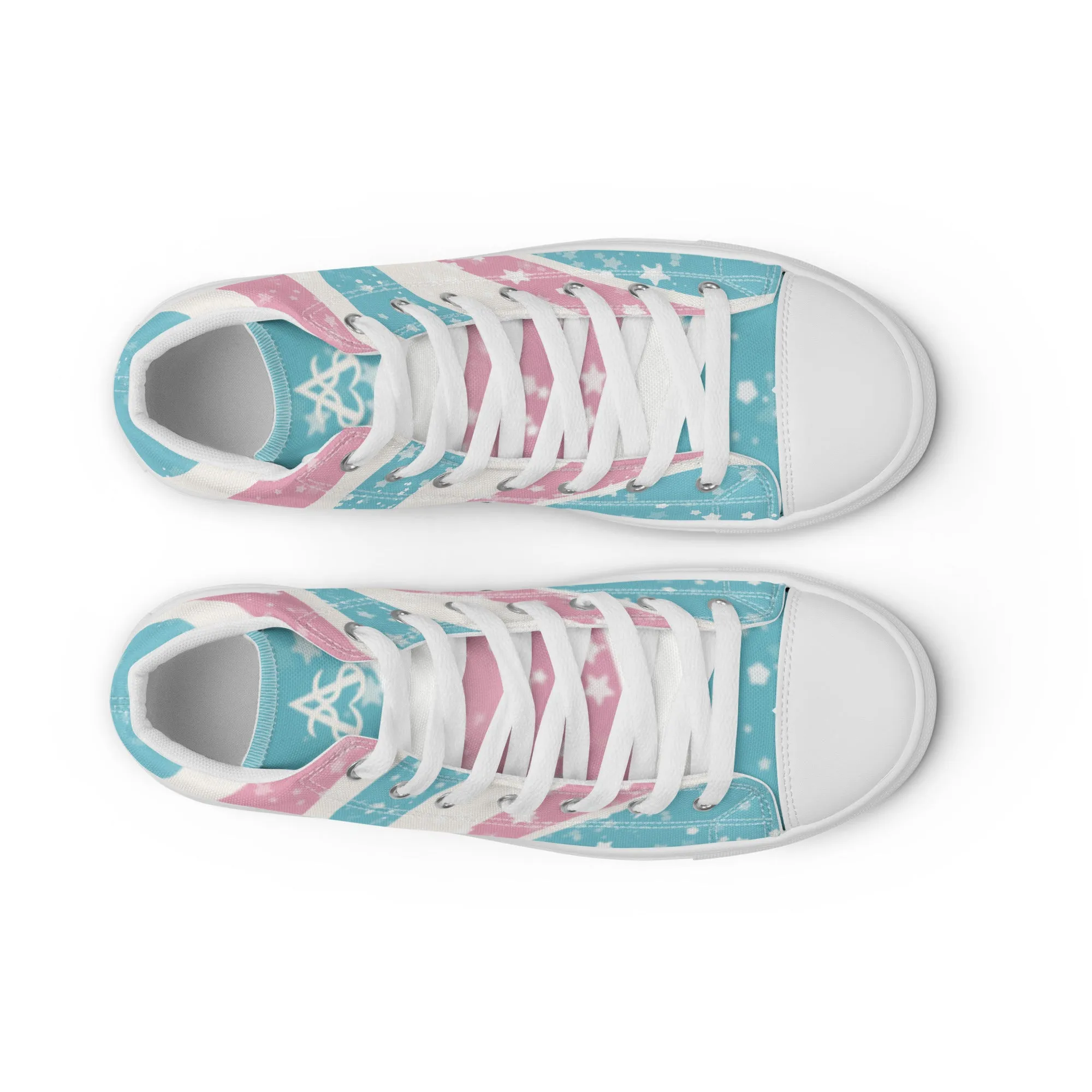 Starry Transgender Pride High Top Canvas Shoes (Fem Sizing)