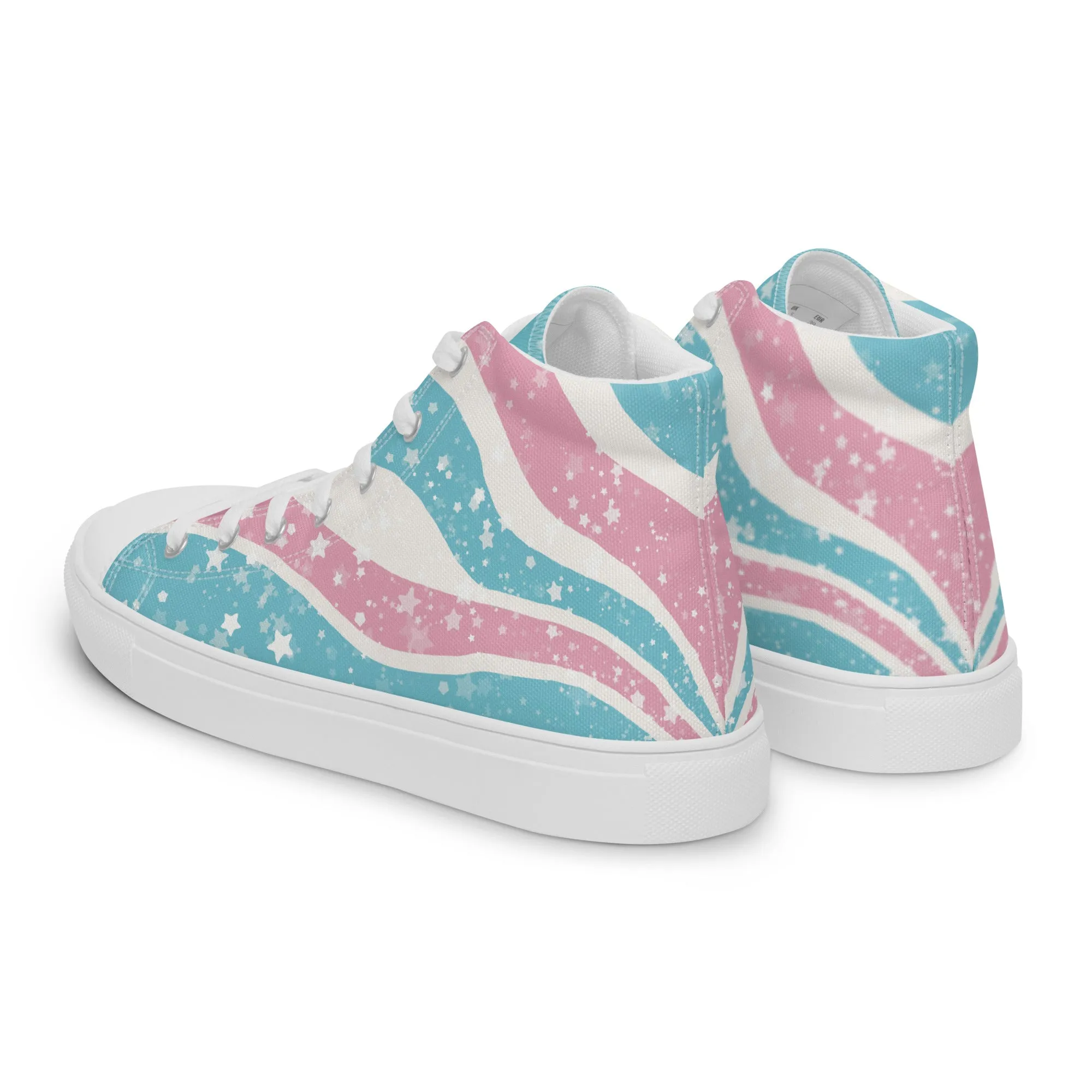 Starry Transgender Pride High Top Canvas Shoes (Fem Sizing)